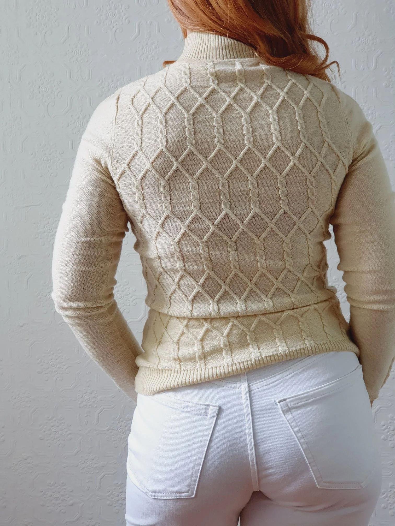 Vintage Soft Yellow Merino Wool High Neck Jumper - XS/S - Image 4
