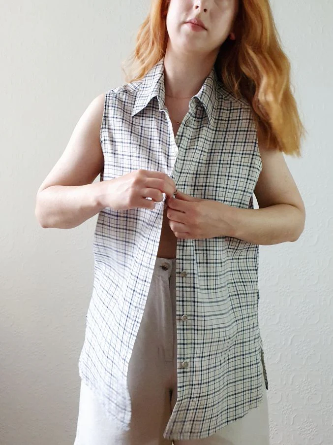 Vintage St Michael Check Top - L