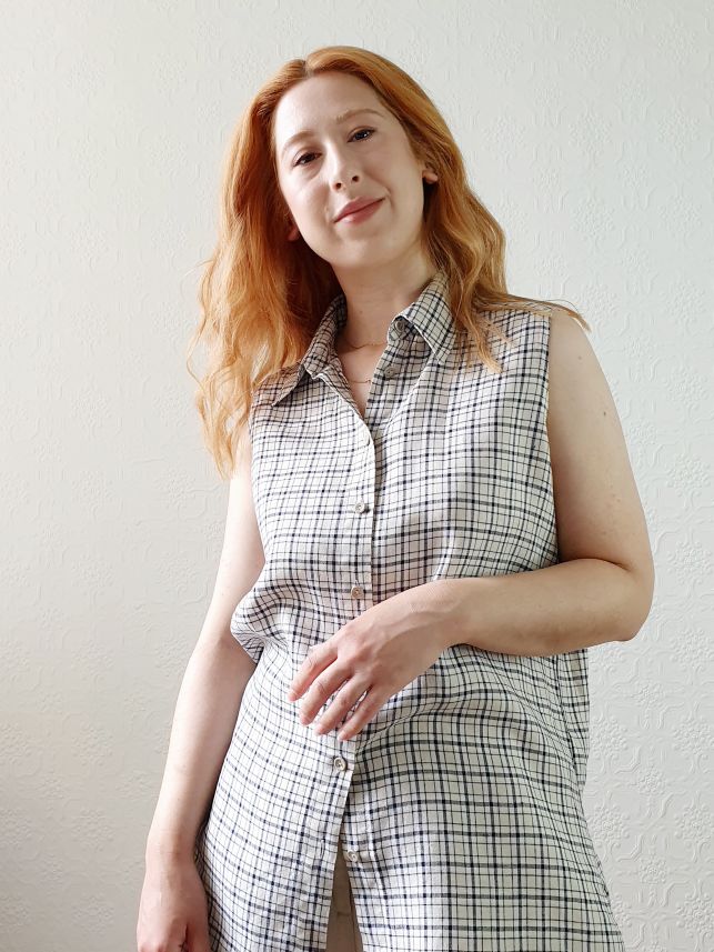 Vintage St Michael Check Top - L - Image 2