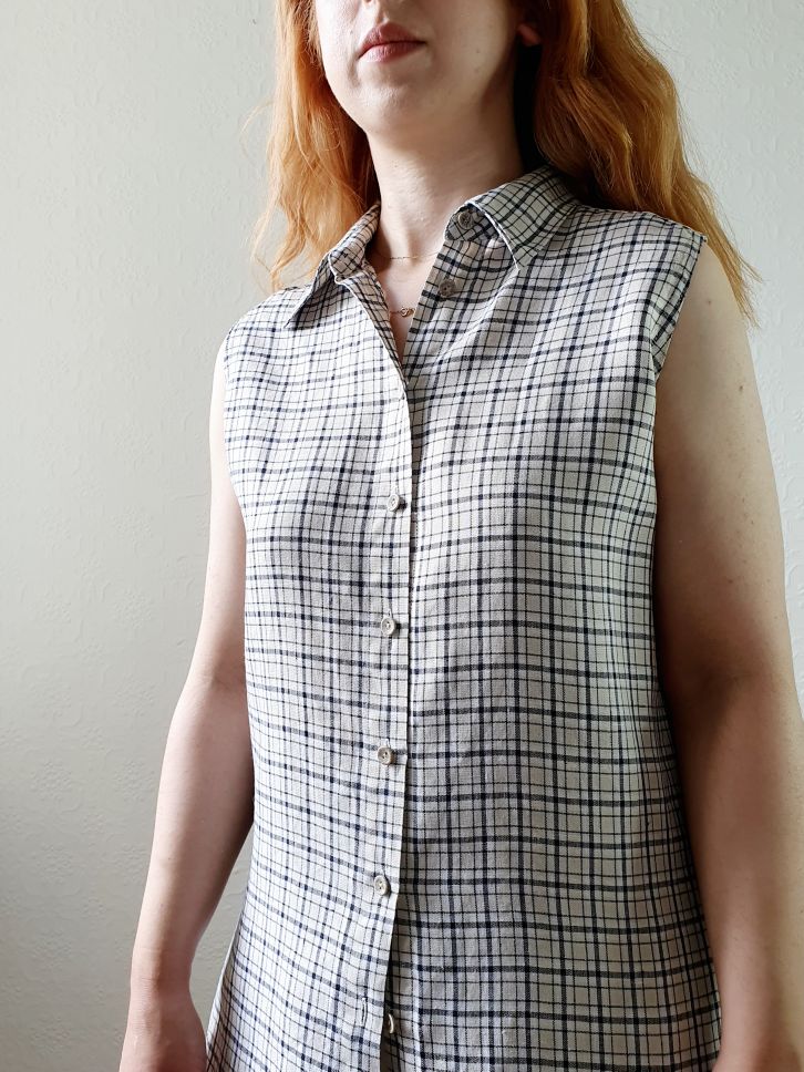 Vintage St Michael Check Top - L - Image 3