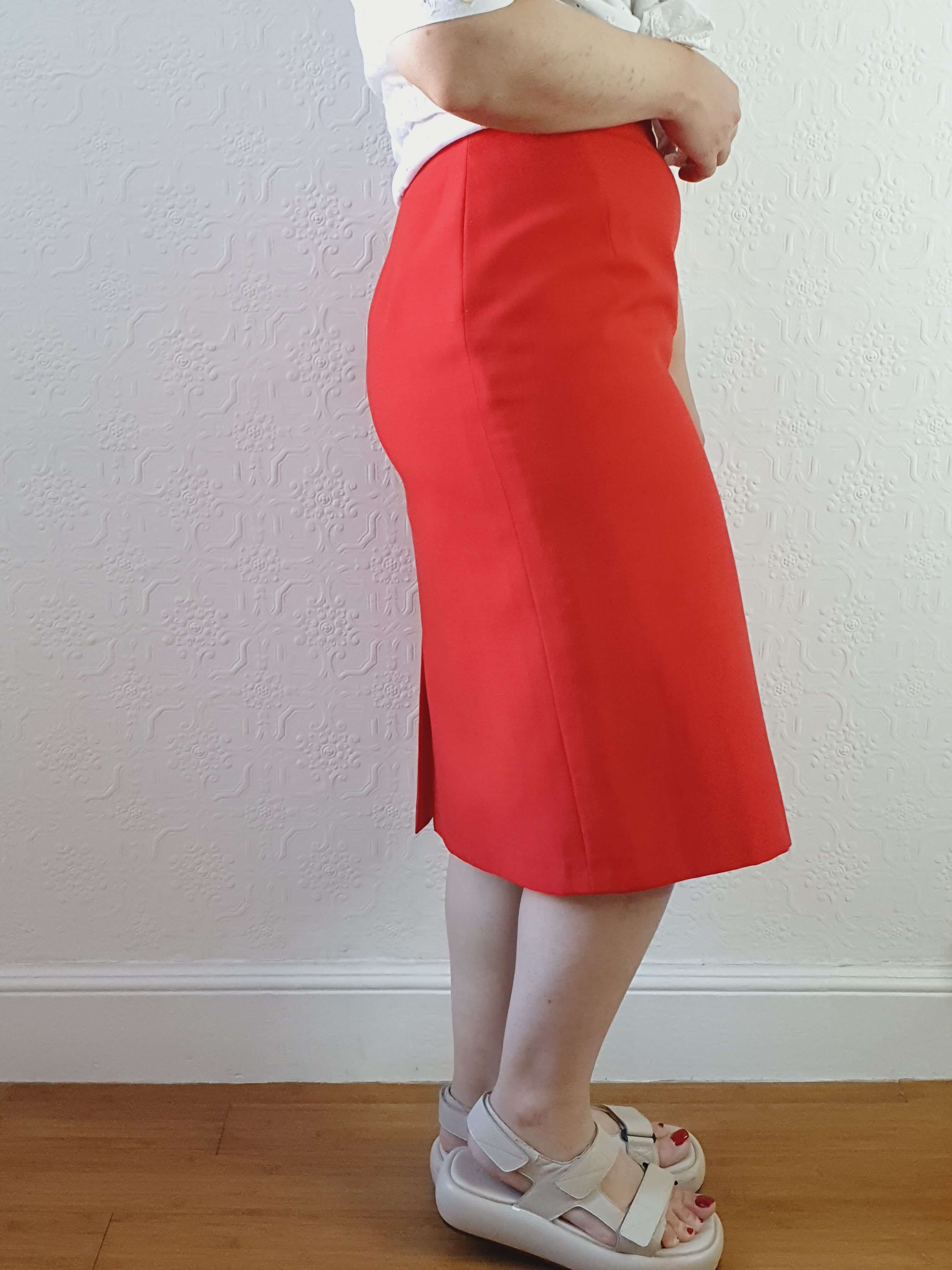 Vintage St Michael Red Pencil Skirt - S - Image 2