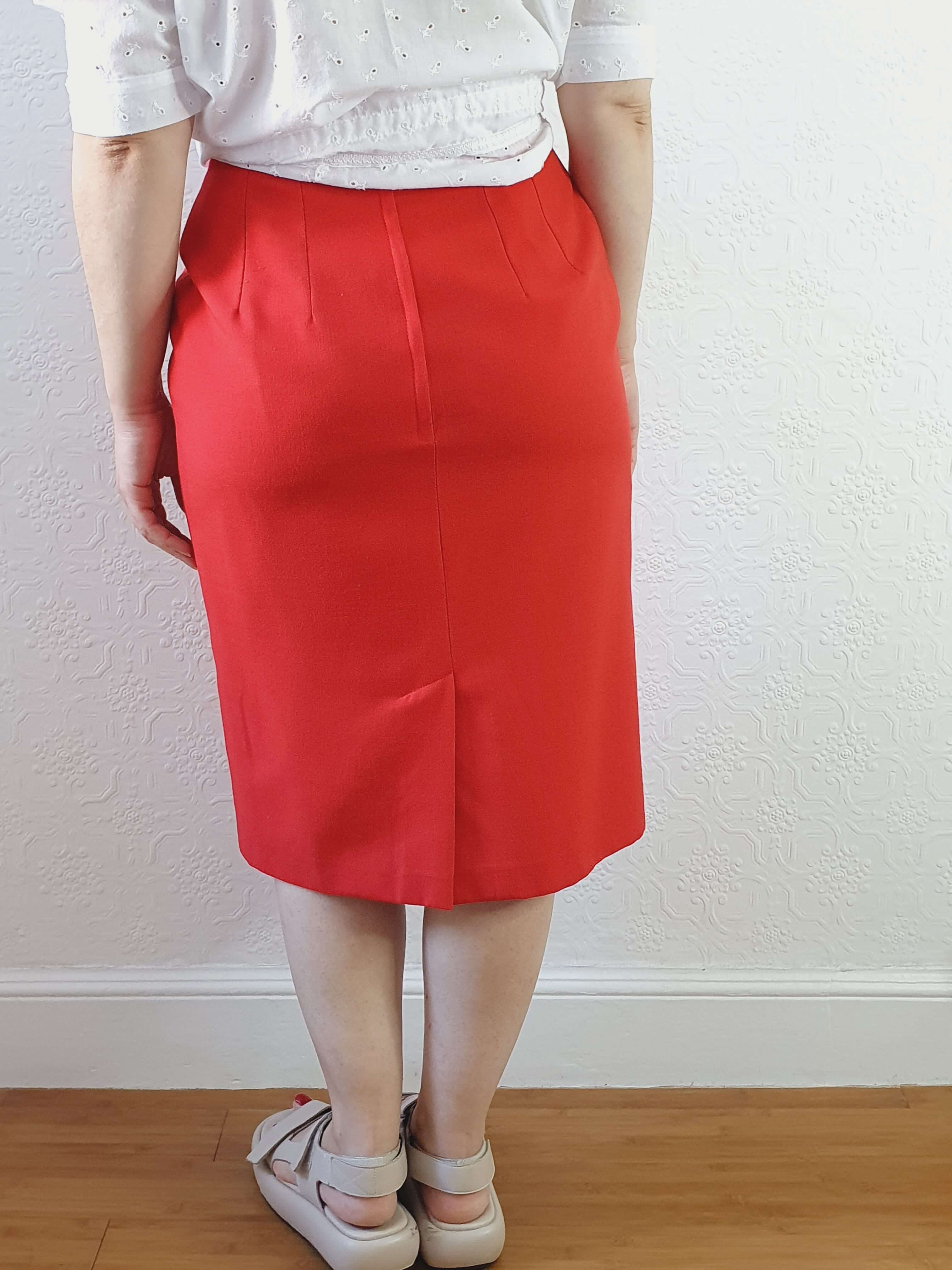 Vintage St Michael Red Pencil Skirt - S - Image 3