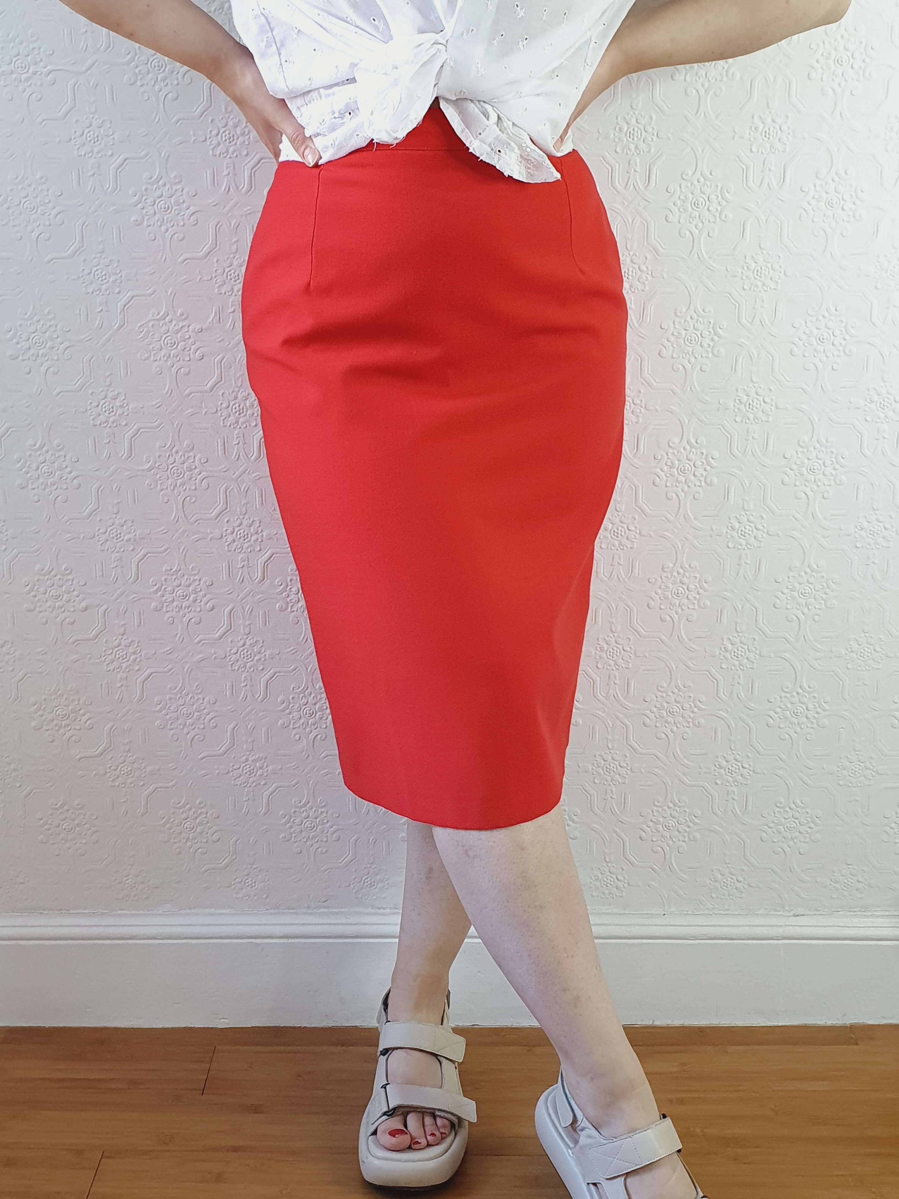 Vintage St Michael Red Pencil Skirt - S - Image 4