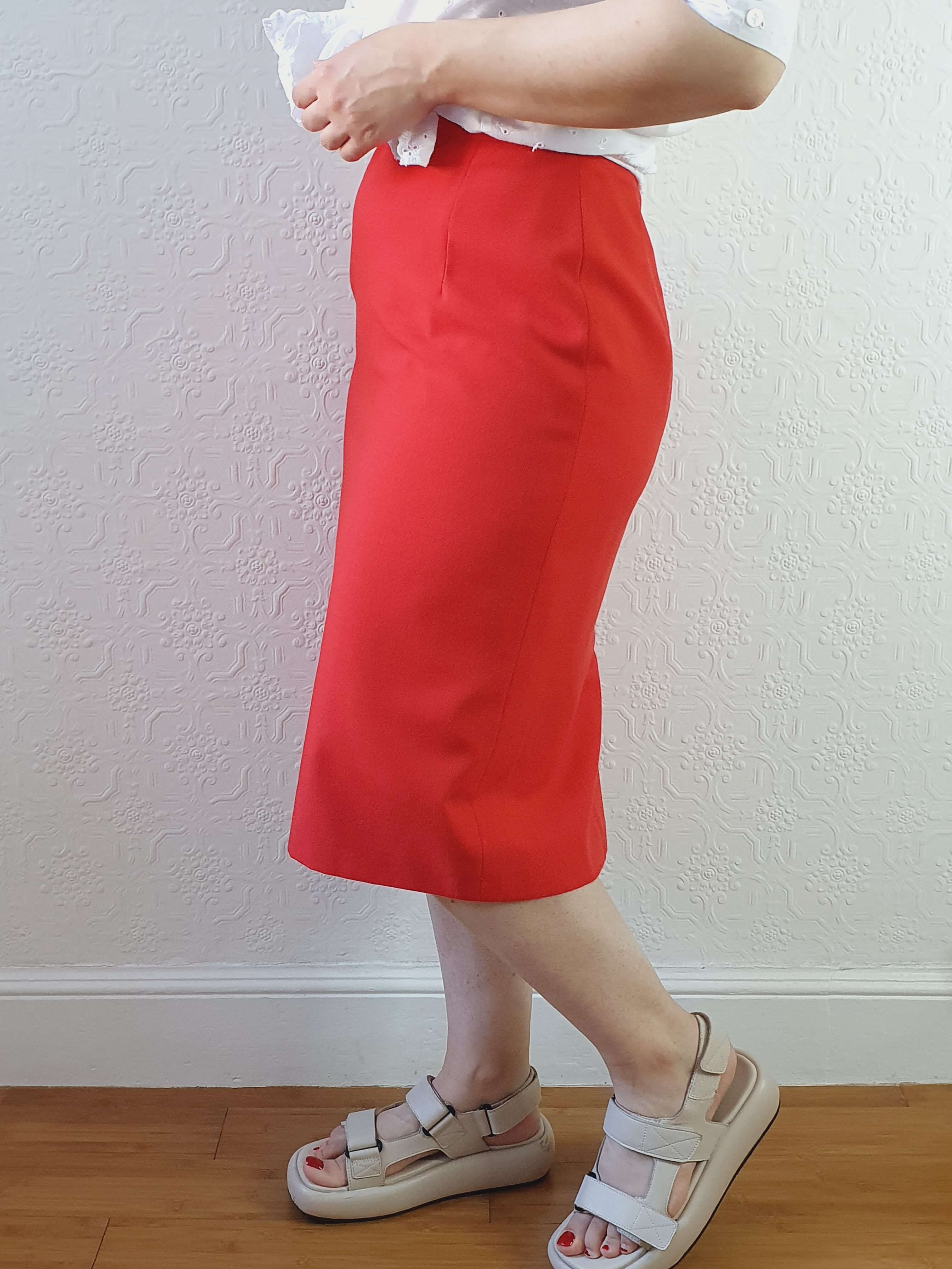 Vintage St Michael Red Pencil Skirt - S - Image 5