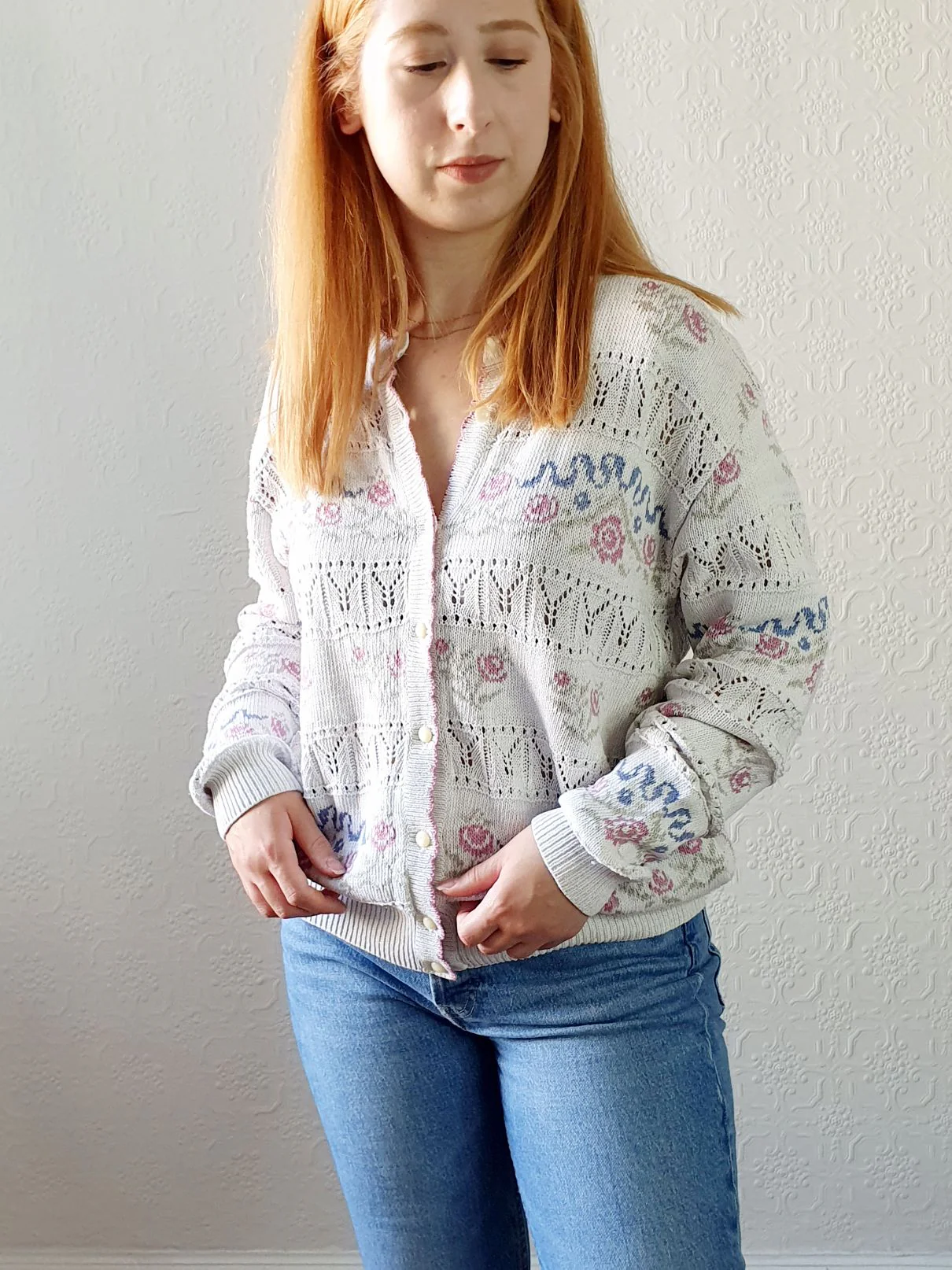 Vintage St Michael Rose Cardigan - L - Image 3