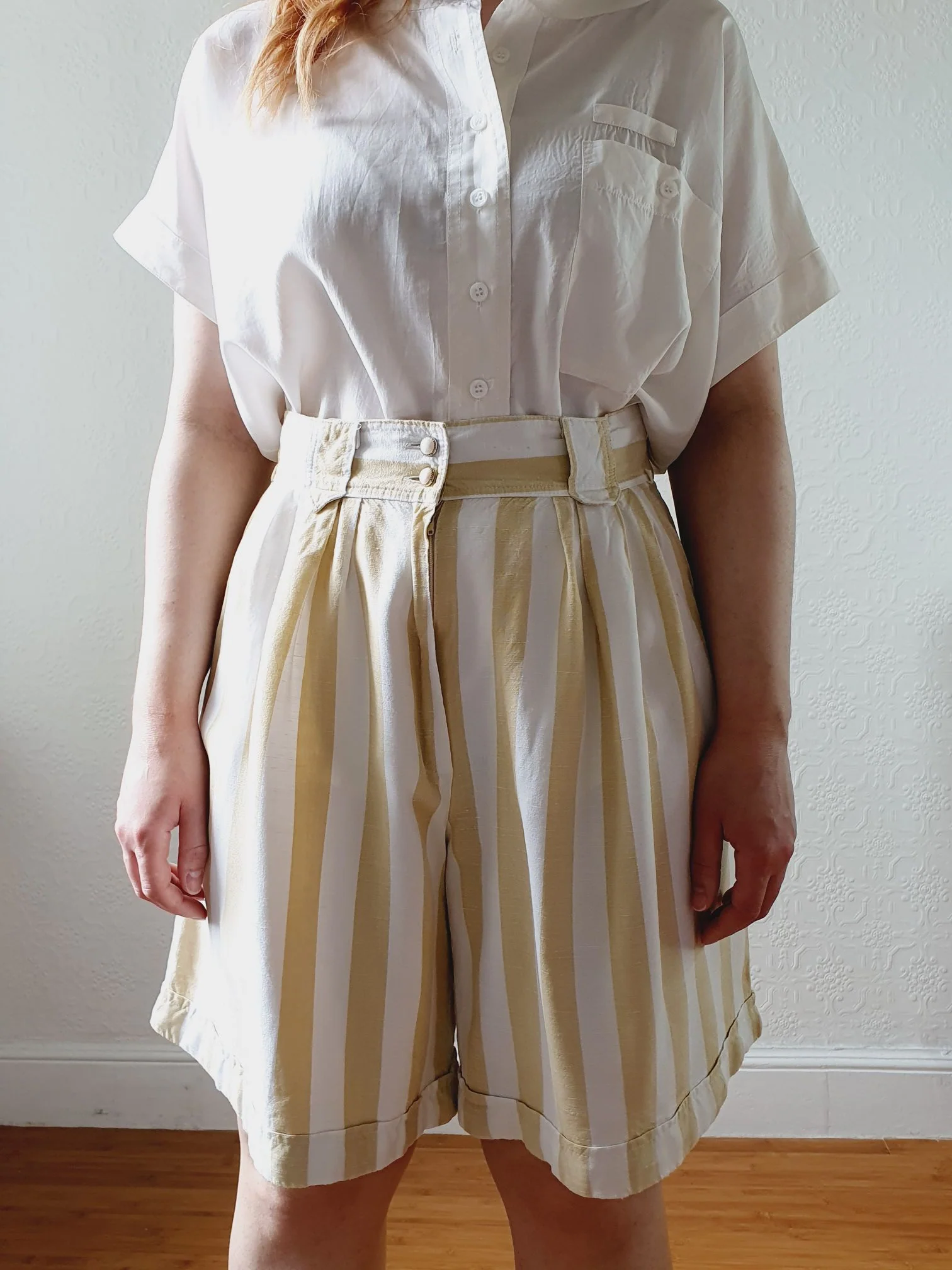 Vintage Striped High Waisted Shorts - L - Image 5