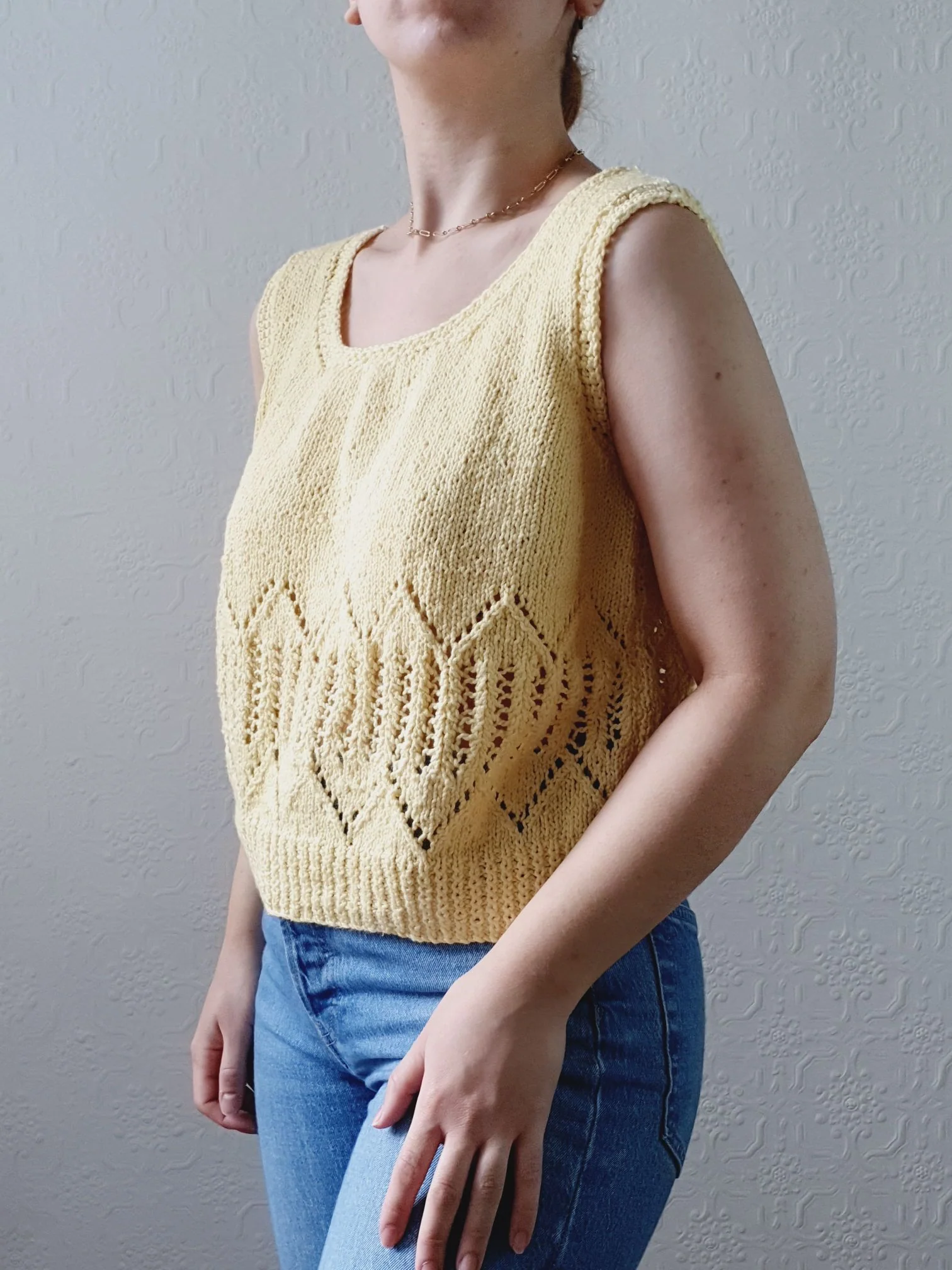Vintage Sunshine Yellow Handknitted Cropped Top - M/L - Image 2