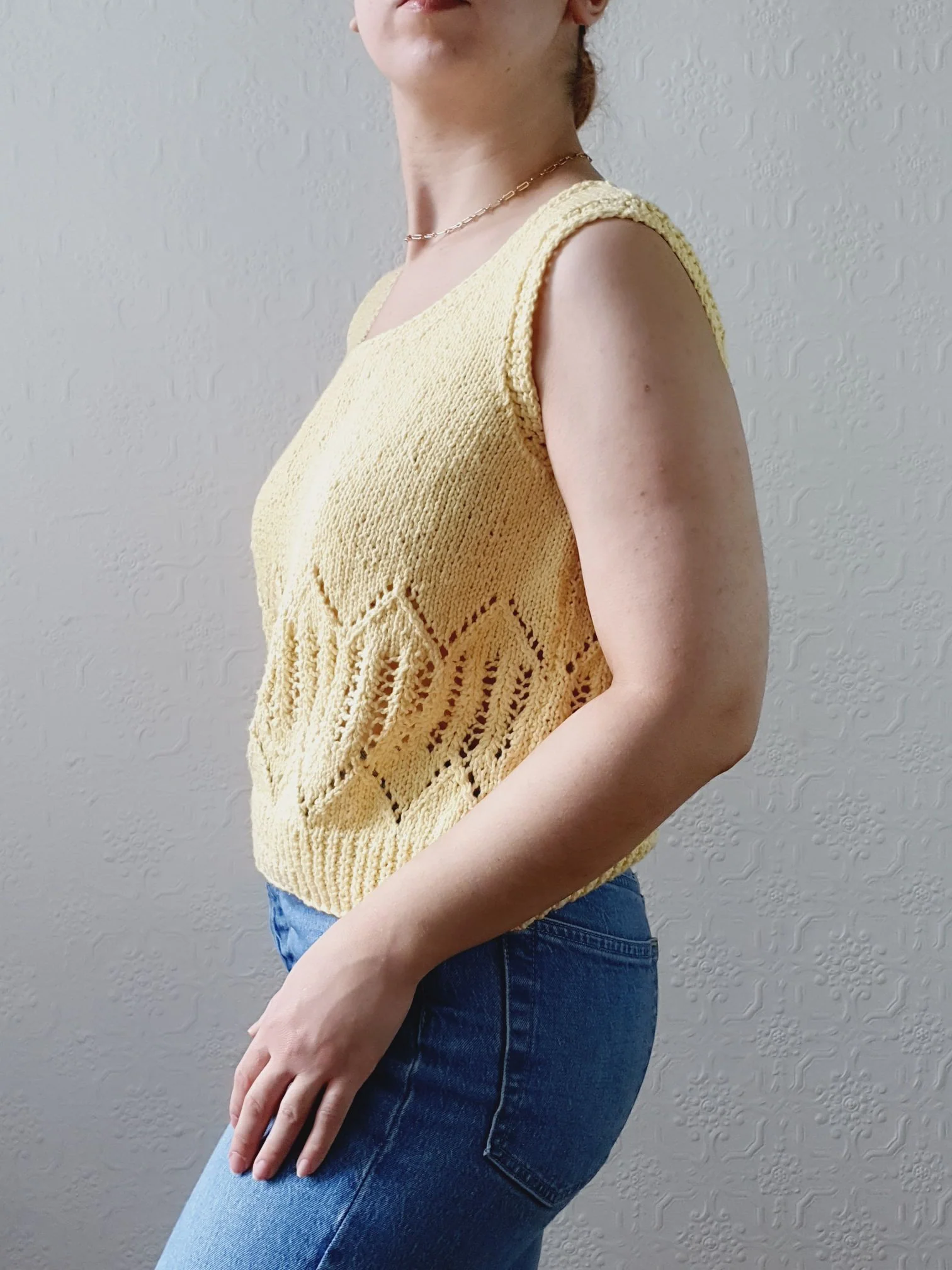 Vintage Sunshine Yellow Handknitted Cropped Top - M/L - Image 3