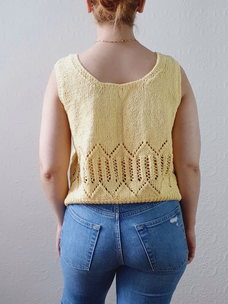 Vintage Sunshine Yellow Handknitted Cropped Top - M/L - Image 4