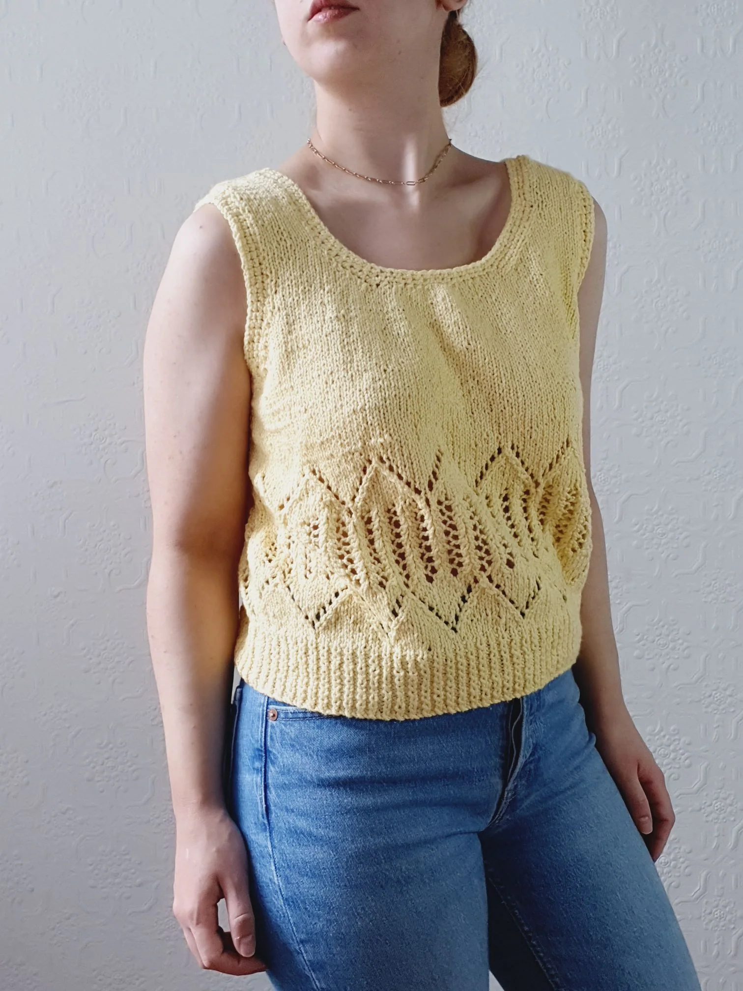 Vintage Sunshine Yellow Handknitted Cropped Top - M/L - Image 5