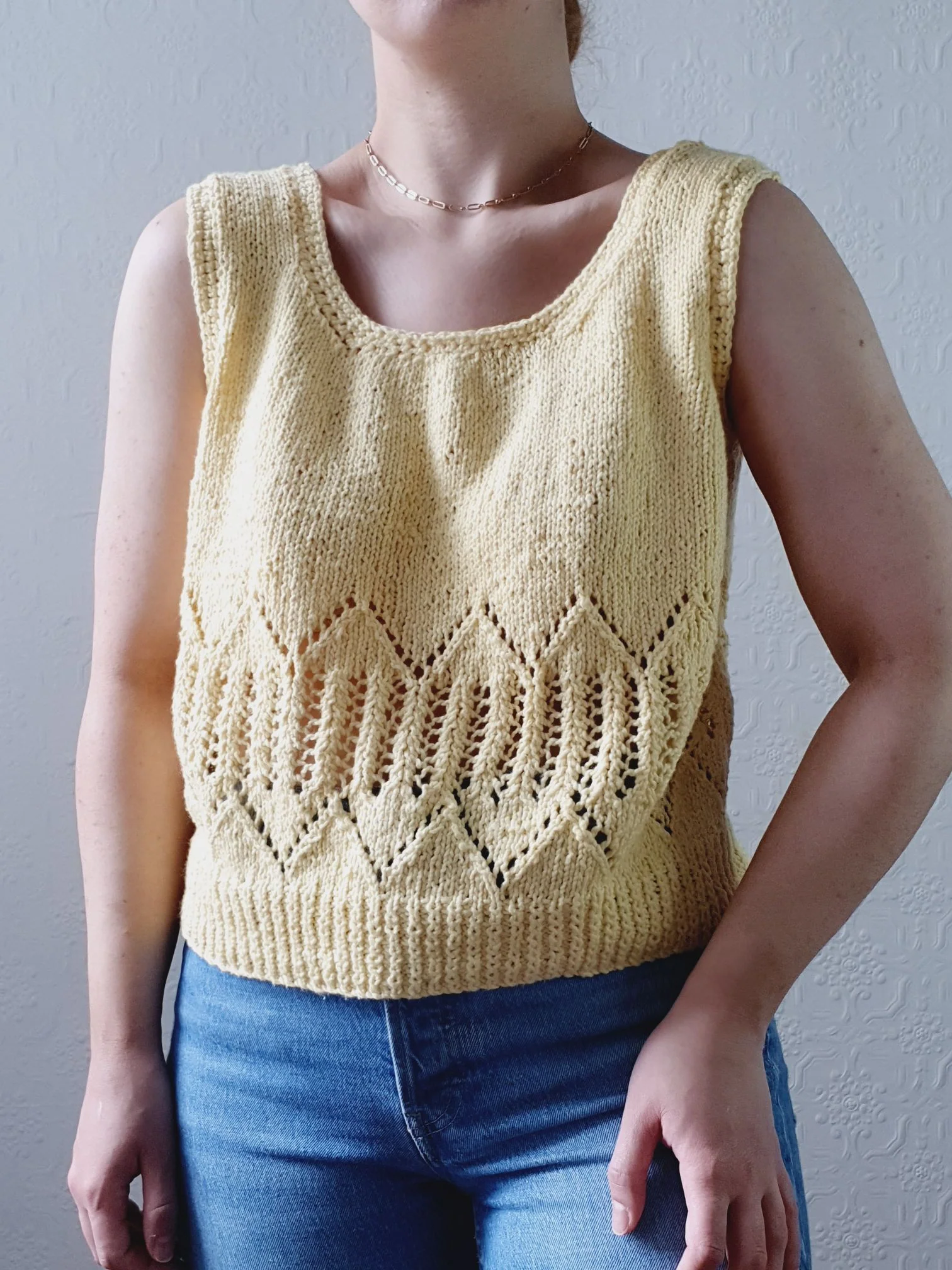 Vintage Sunshine Yellow Handknitted Cropped Top - M/L - Image 6
