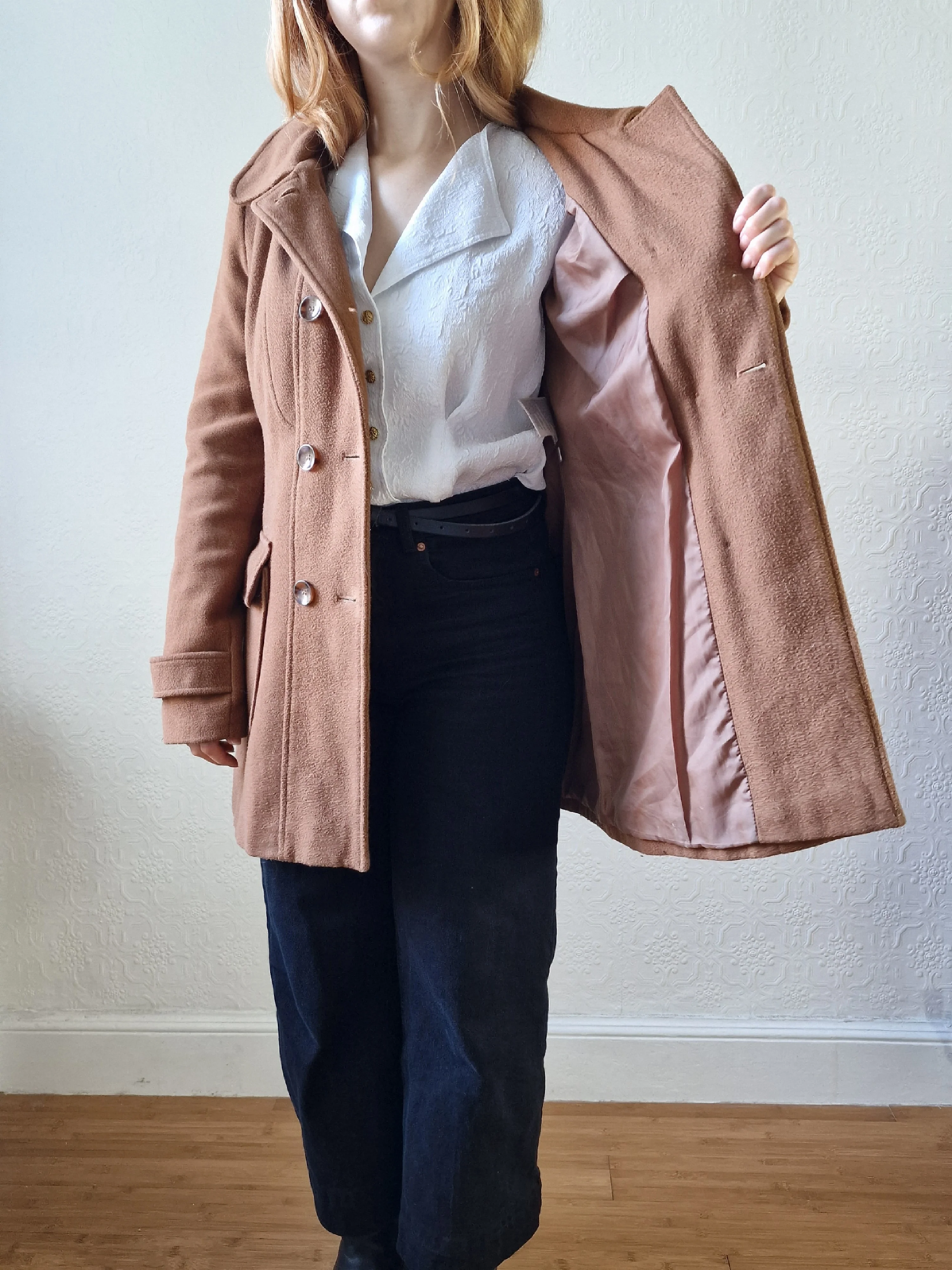 Vintage Tan Brown Duffle Style Coat with Hood - S - Image 8