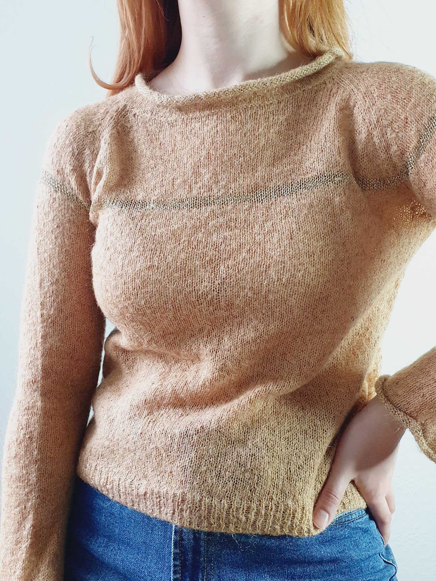 Vintage Tan Fine Knit Jumper - XS/S - Image 7
