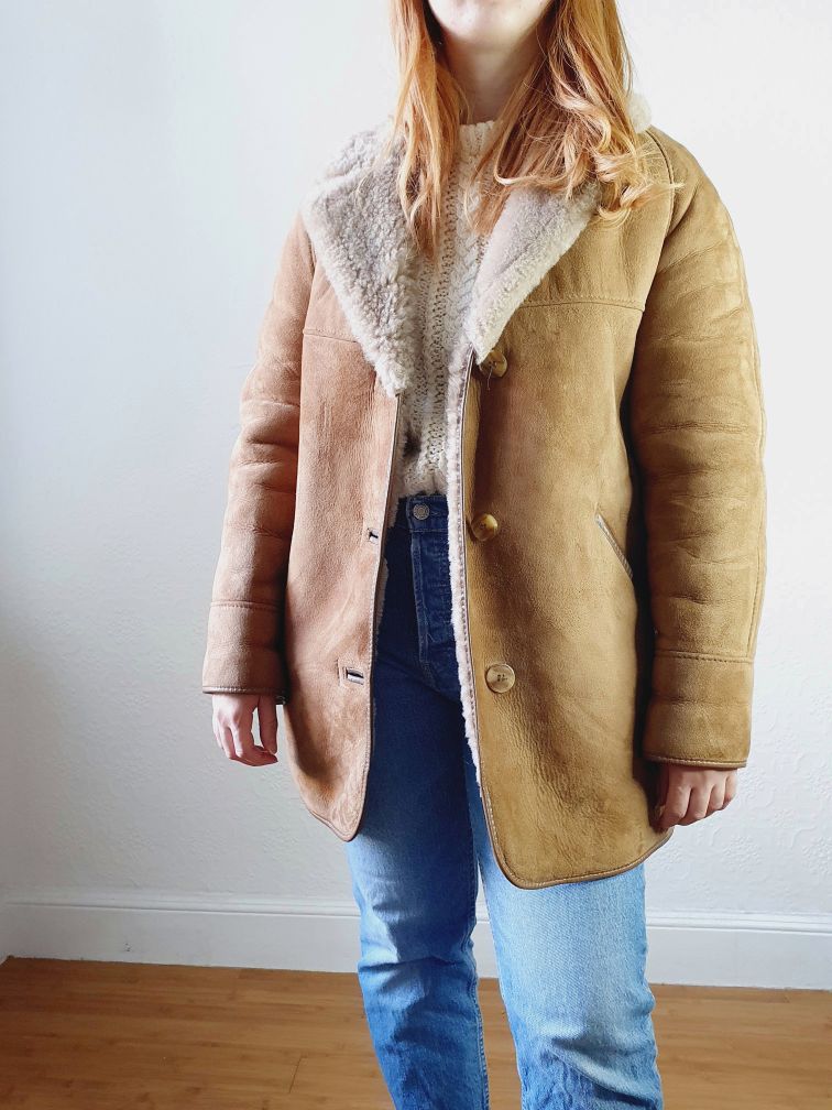 Vintage Tan Sheepskin Jacket - S