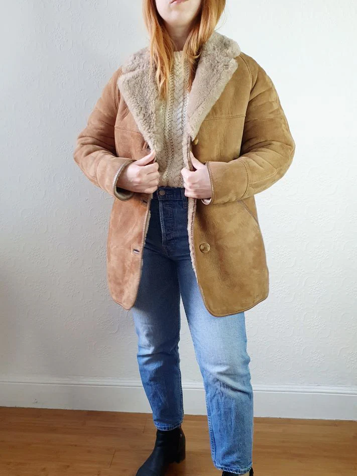 Vintage Tan Sheepskin Jacket - S - Image 3