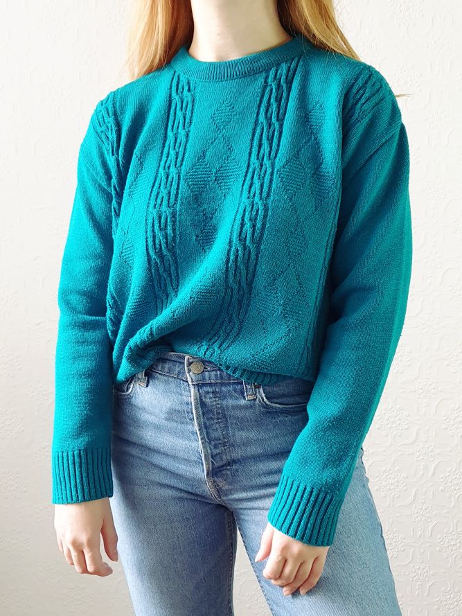 Vintage Teal Jumper - M/L - Image 2