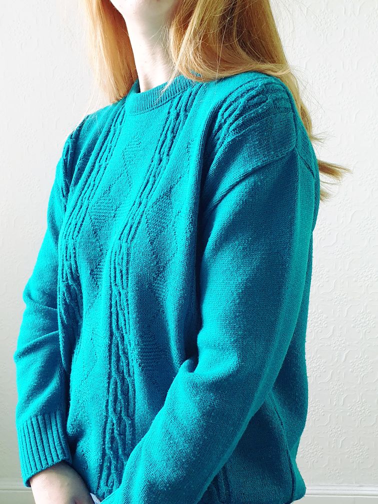 Vintage Teal Jumper - M/L - Image 3