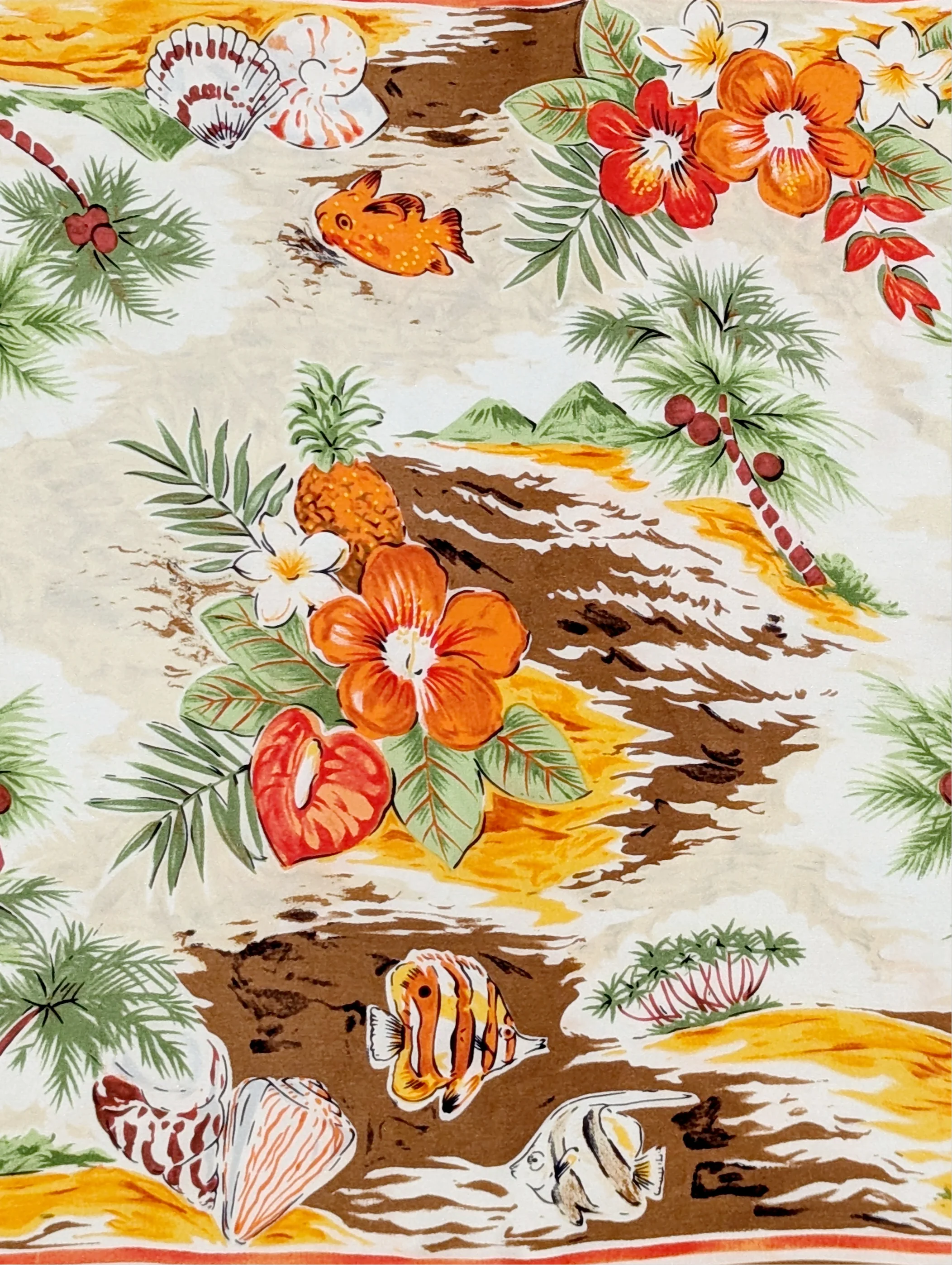 Vintage Tropical Print Silk Scarf - Image 2