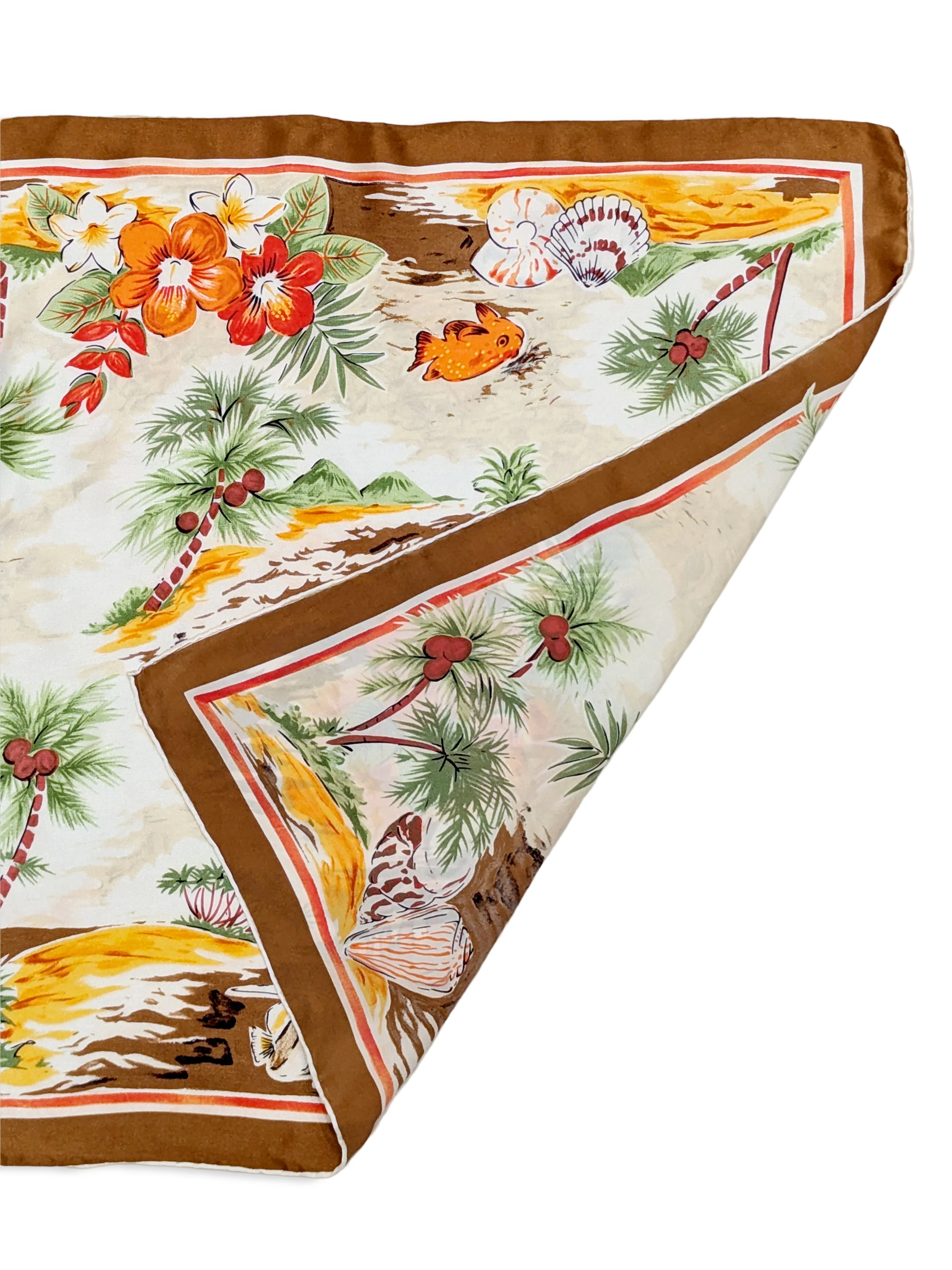Vintage Tropical Print Silk Scarf - Image 3