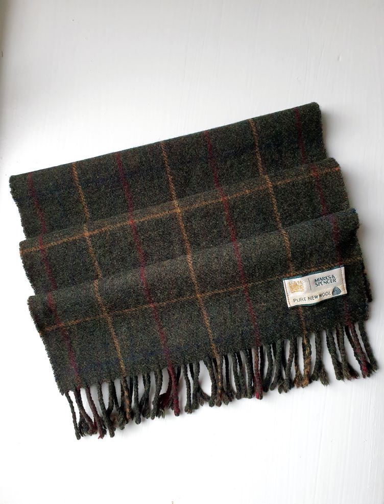 Vintage Tweed Look Wool Scarf - Image 2