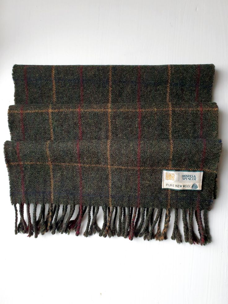 Vintage Tweed Look Wool Scarf - Image 3