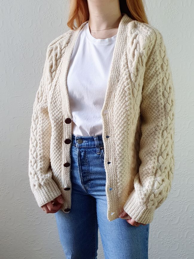 Vintage V-Neck Arran Cardigan - S/M