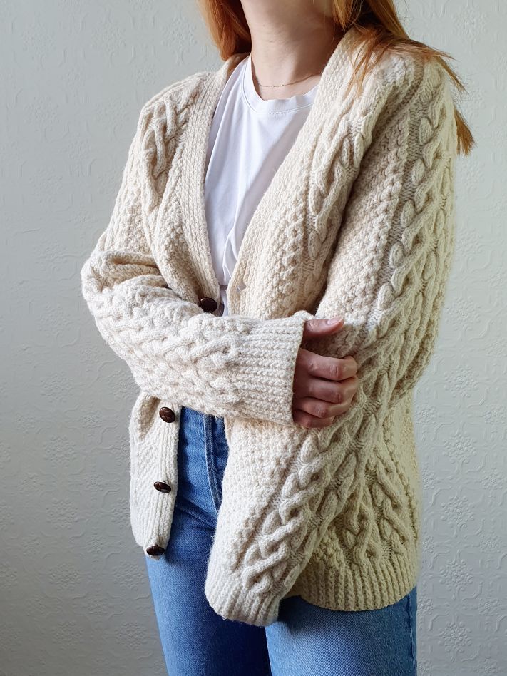 Vintage V-Neck Arran Cardigan - S/M - Image 2