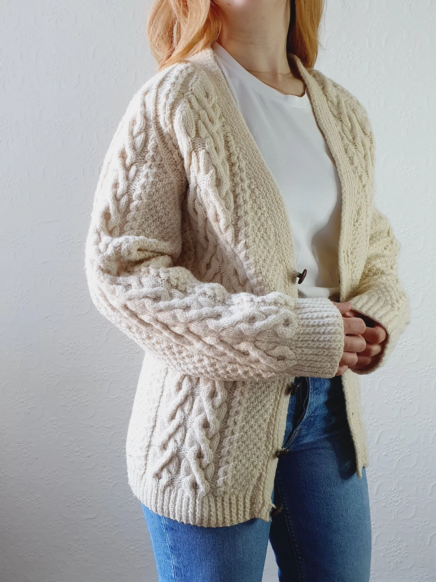 Vintage V-Neck Arran Cardigan - S/M - Image 3