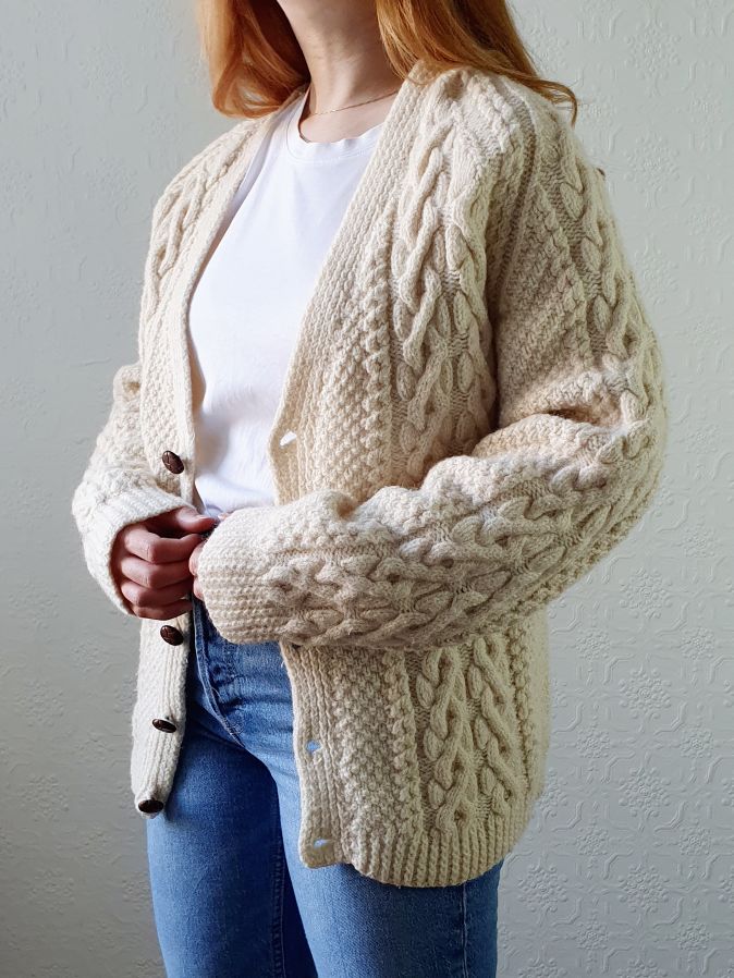 Vintage V-Neck Arran Cardigan - S/M - Image 4