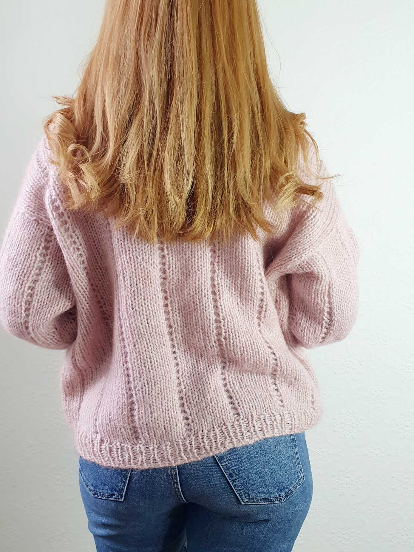 Vintage V-Neck Pastel Pink Mohair Jumper - XXL - Image 9