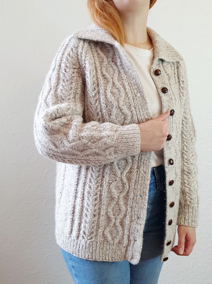 Vintage Warm Grey Arran Cardigan - S/M - Image 10