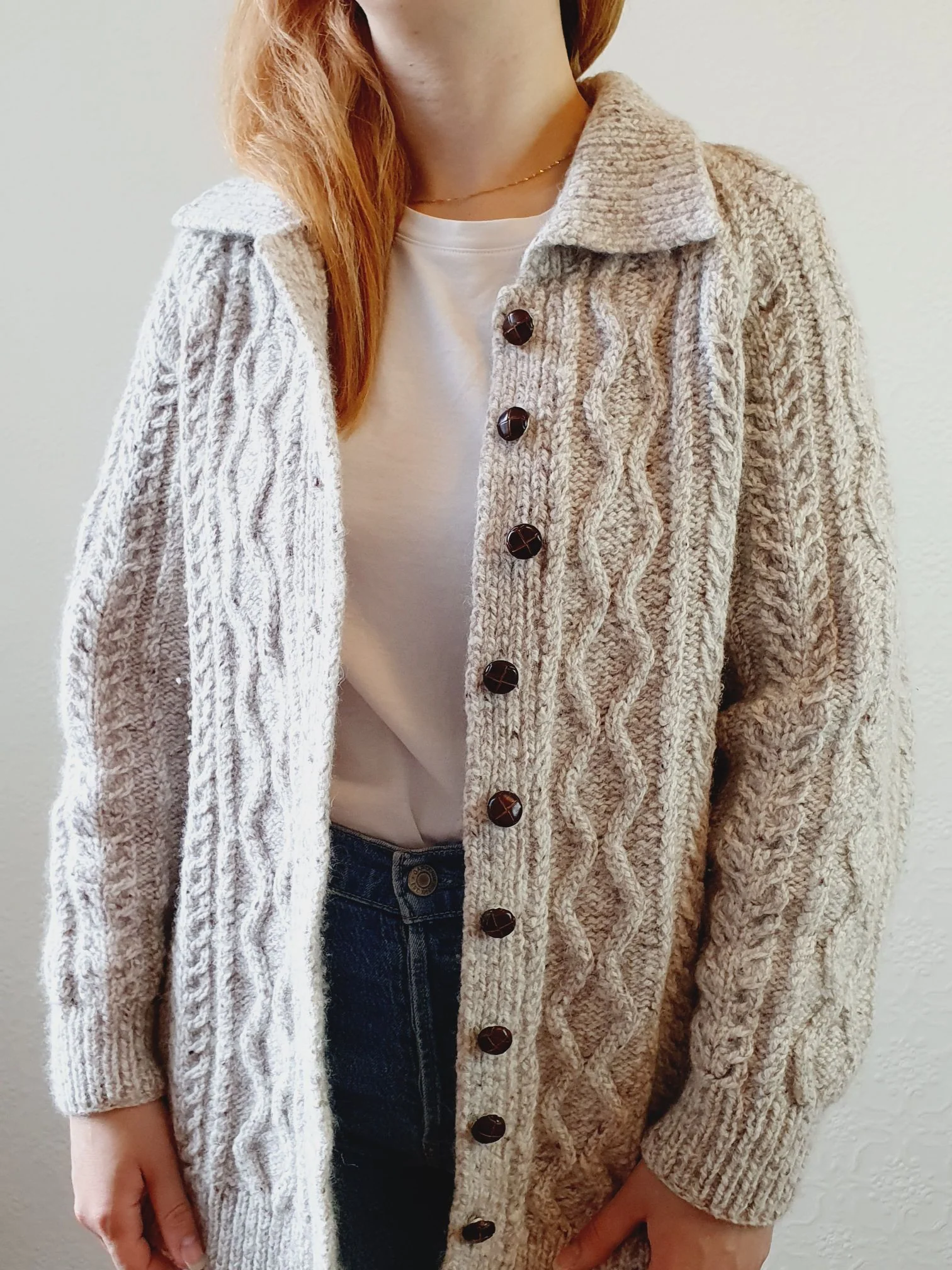 Vintage Warm Grey Arran Cardigan - S/M - Image 12