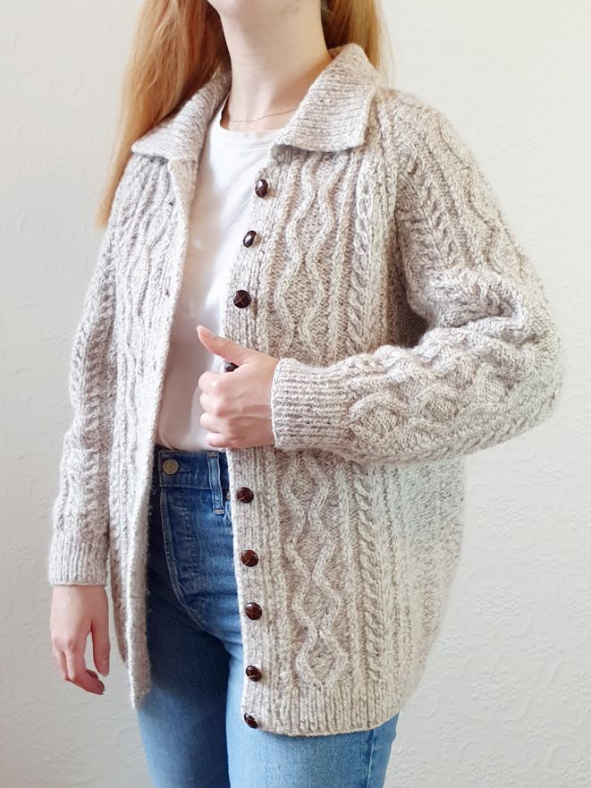 Vintage Warm Grey Arran Cardigan - S/M - Image 5