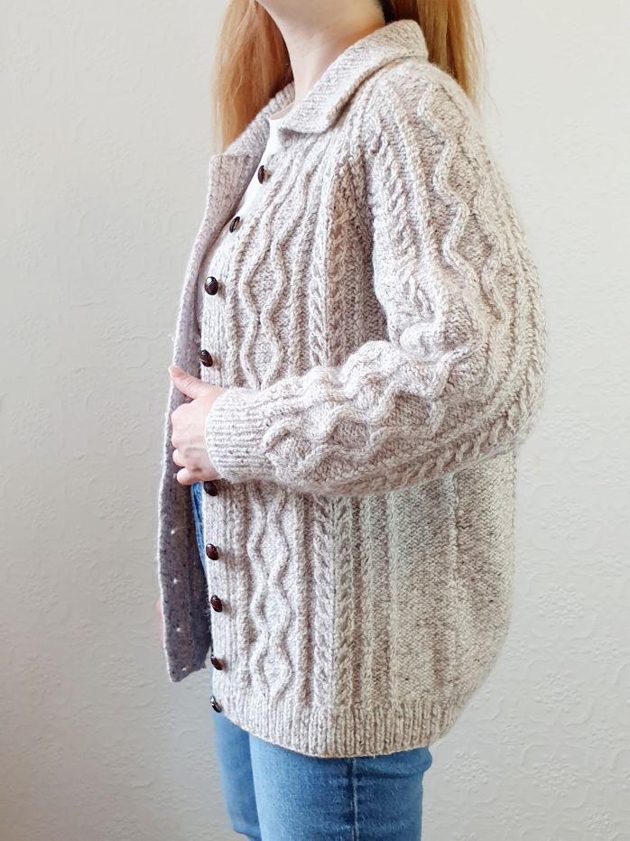 Vintage Warm Grey Arran Cardigan - S/M - Image 6