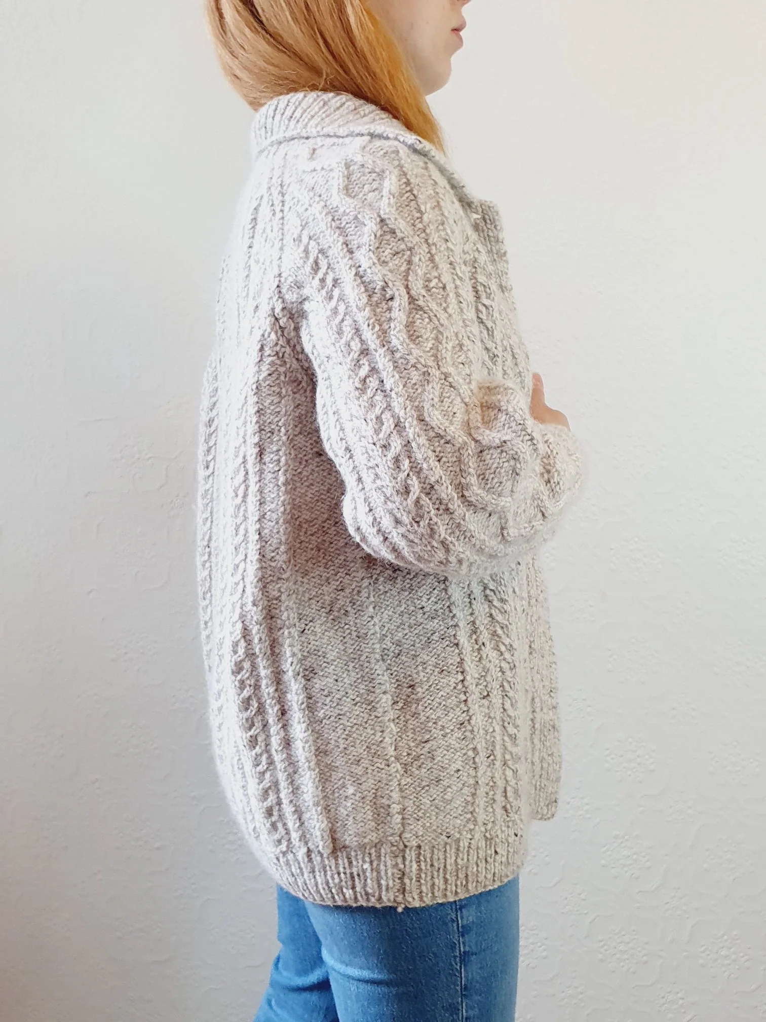 Vintage Warm Grey Arran Cardigan - S/M - Image 9