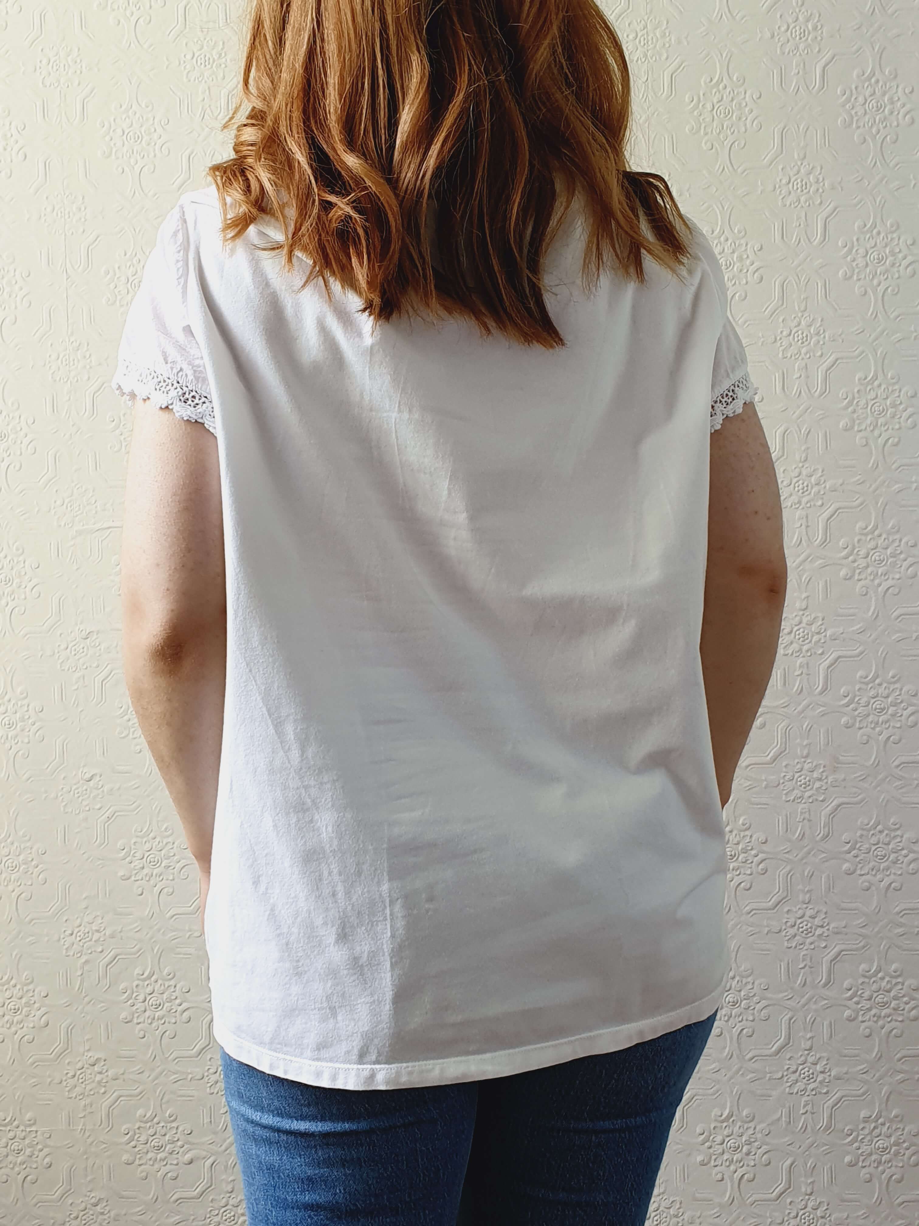 Vintage White Cotton Broderie Anglaise Short Sleeve Blouse - M - Image 11