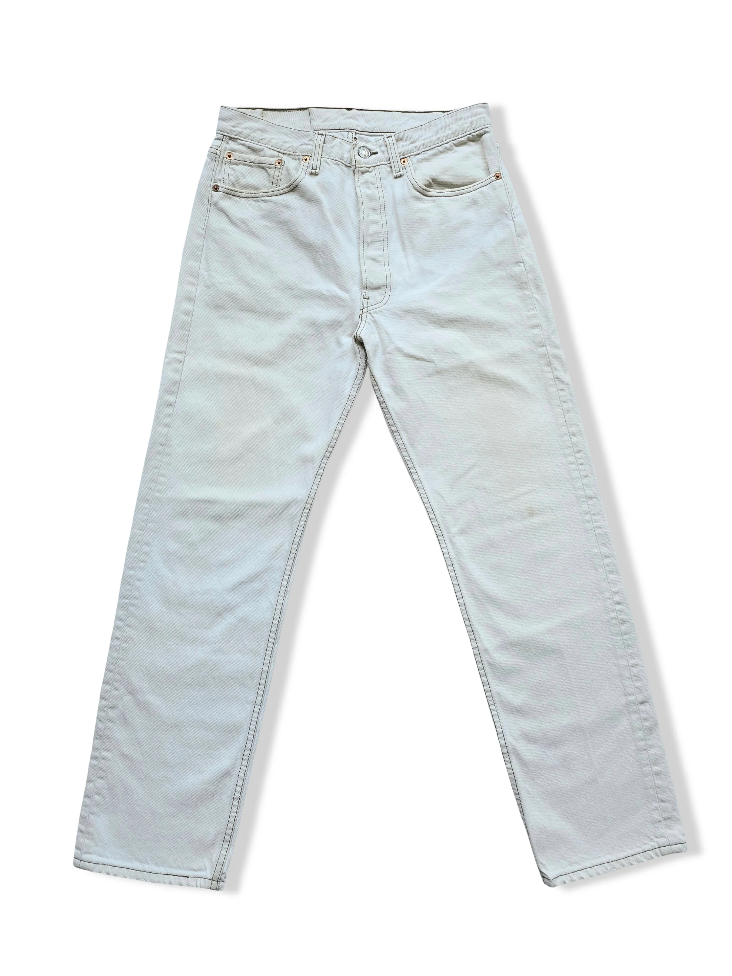Vintage White Levis 501 Straight Leg Jeans - W29 L29 - Image 2