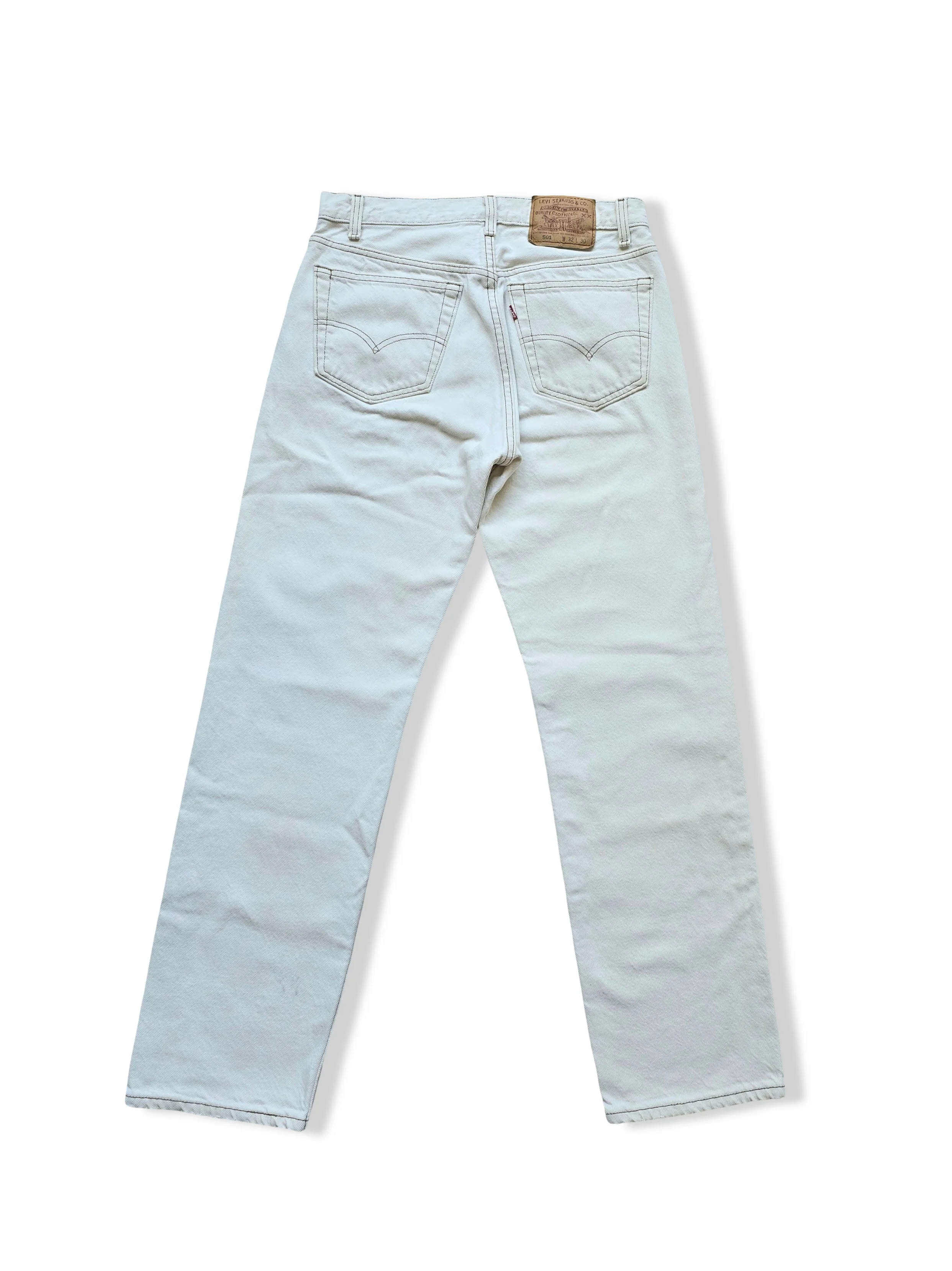 Vintage White Levis 501 Straight Leg Jeans - W29 L29 - Image 5
