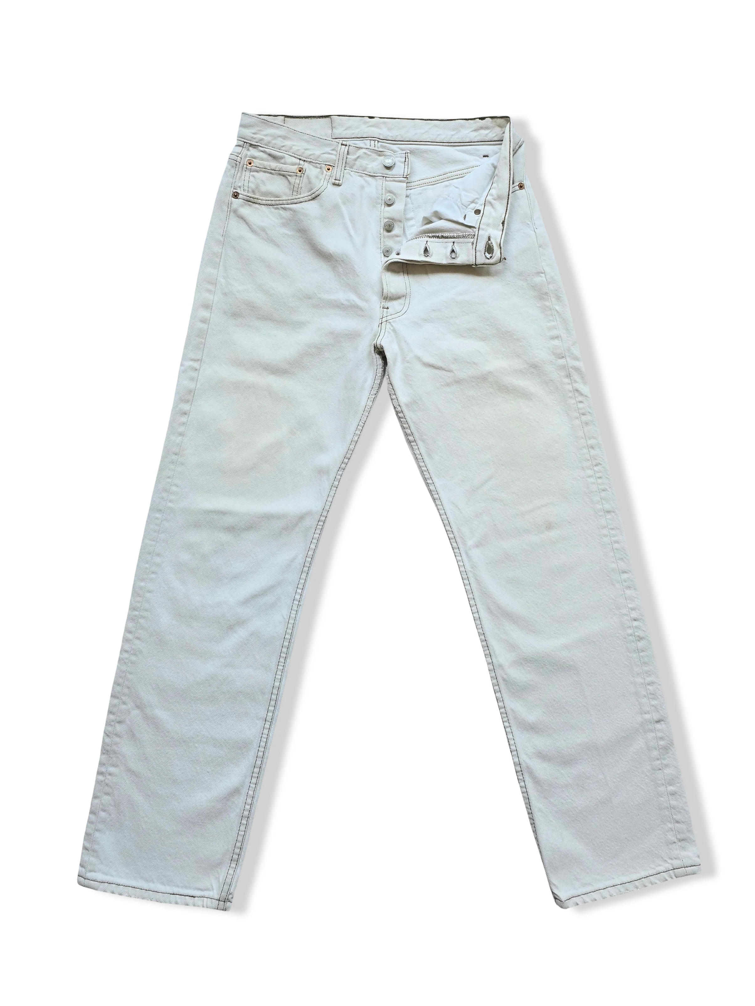 Vintage White Levis 501 Straight Leg Jeans - W29 L29 - Image 6
