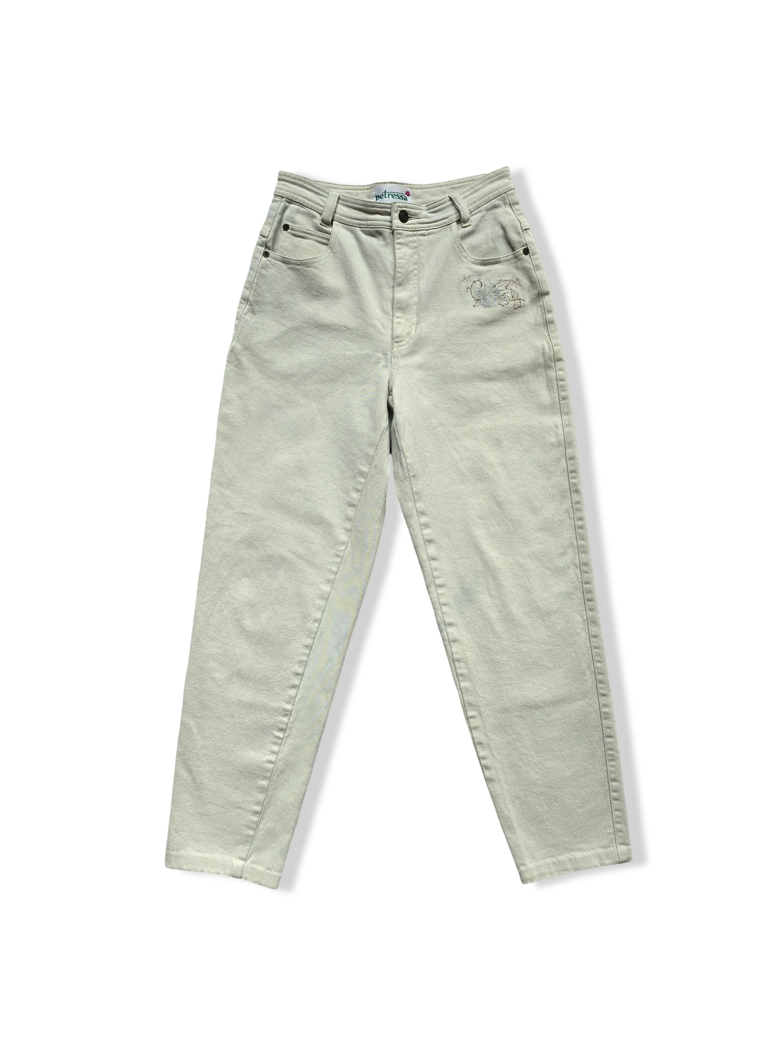 Vintage White Mom Jeans with Flower Embroidery - W27 L27 - Image 2