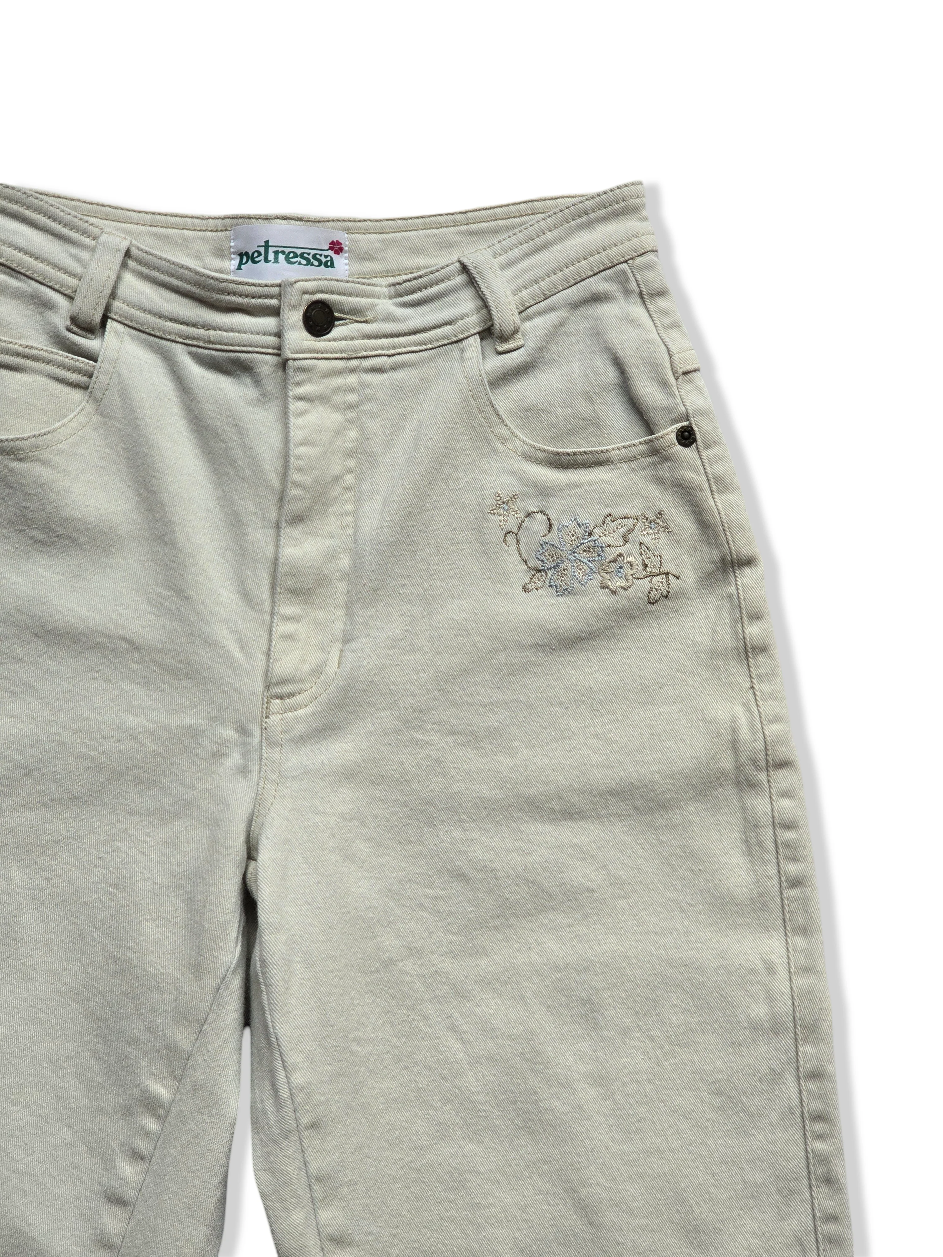 Vintage White Mom Jeans with Flower Embroidery - W27 L27 - Image 4