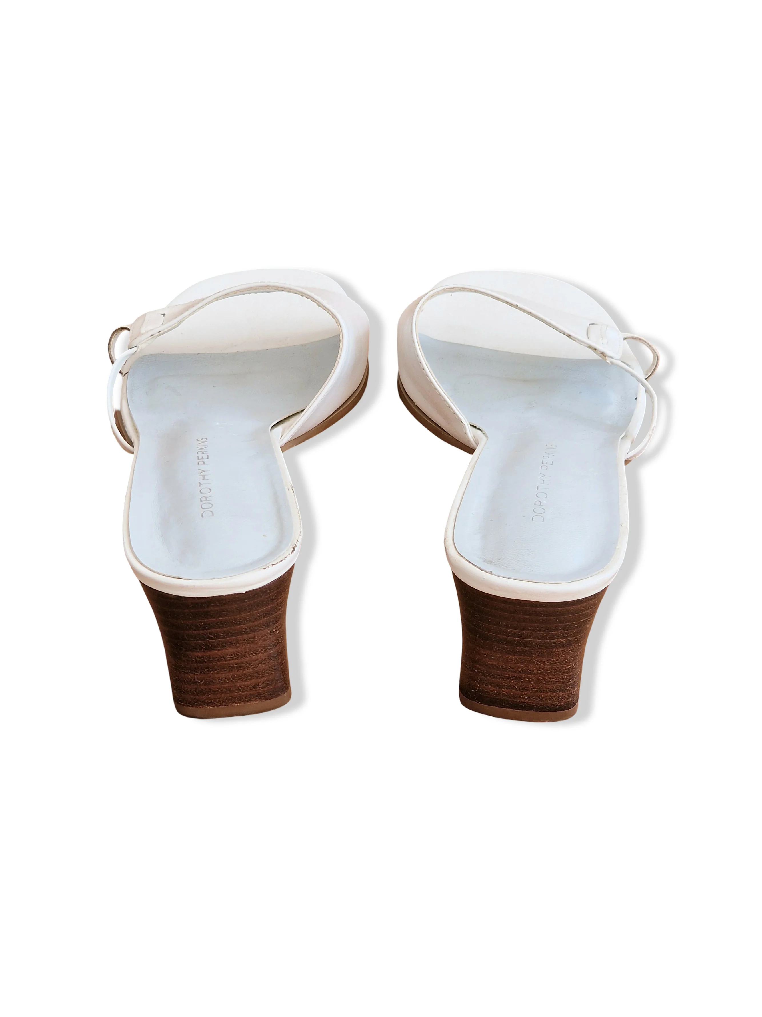 Vintage White Open-Toe Heeled Mules - UK5/EU38 - Image 6