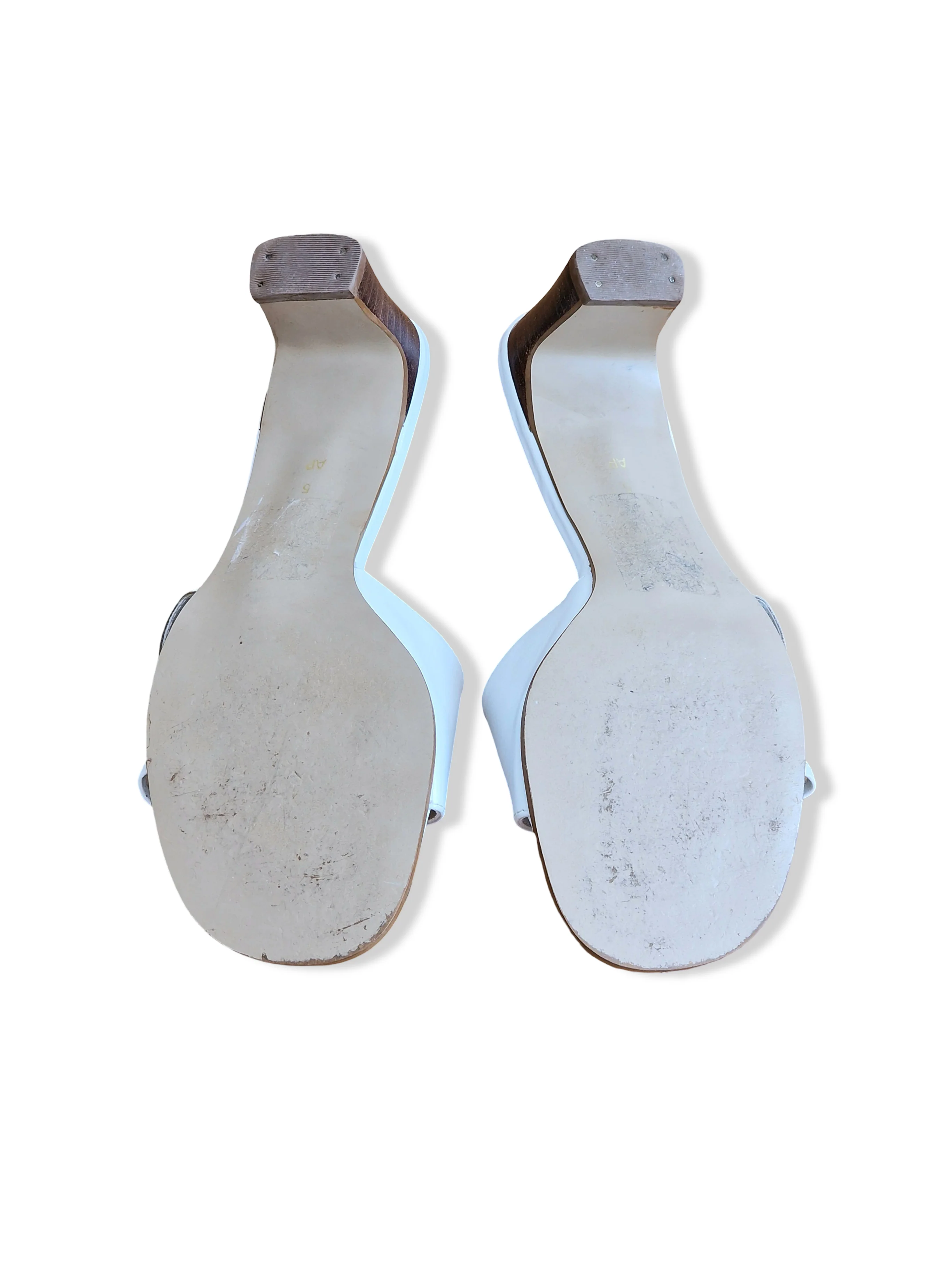 Vintage White Open-Toe Heeled Mules - UK5/EU38 - Image 7
