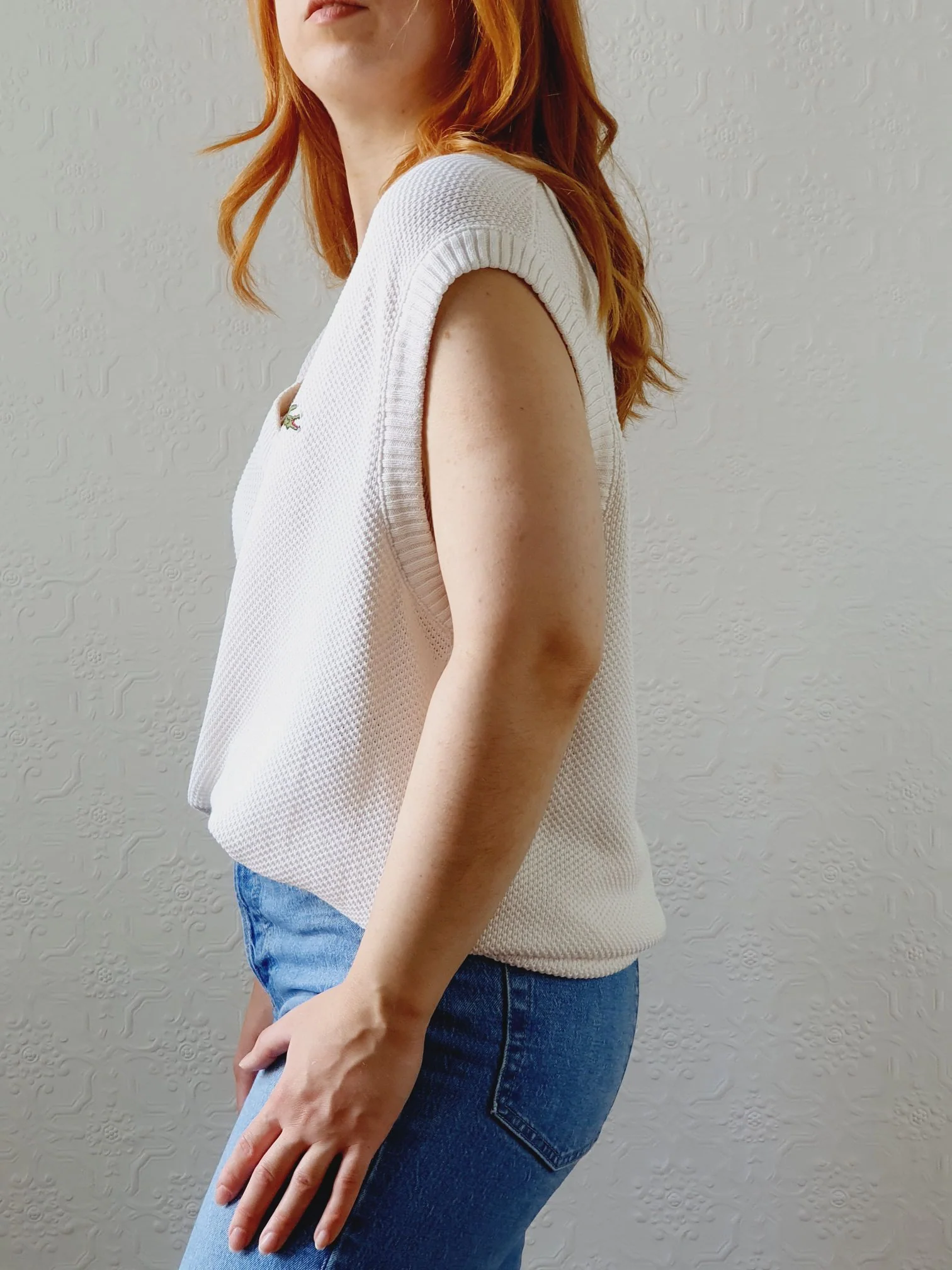 Vintage White V-Neck Vest by Lacoste - L - Image 5