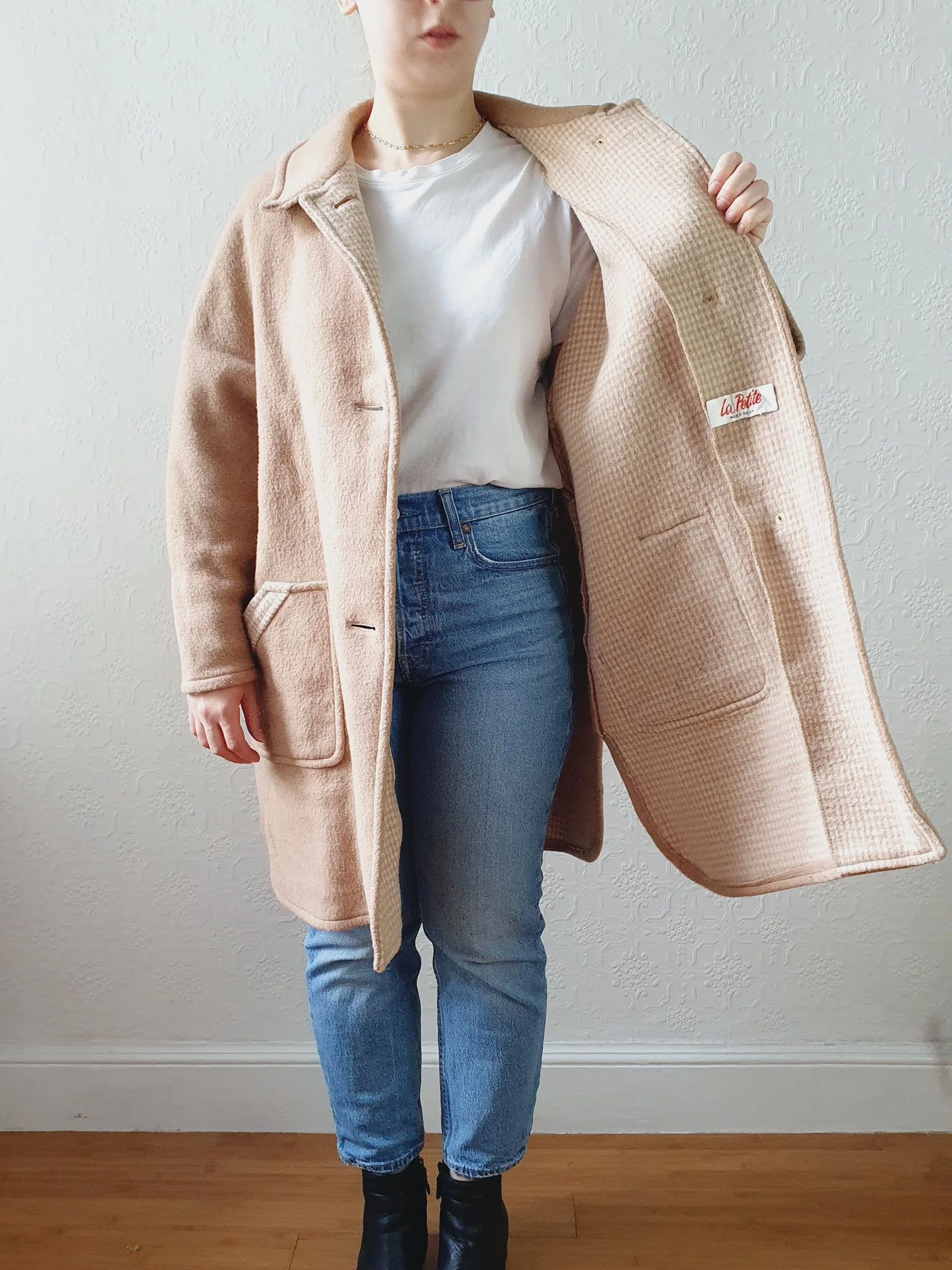 Vintage Wool Blend Lightweight Short Camel Coat with - M - Image 10