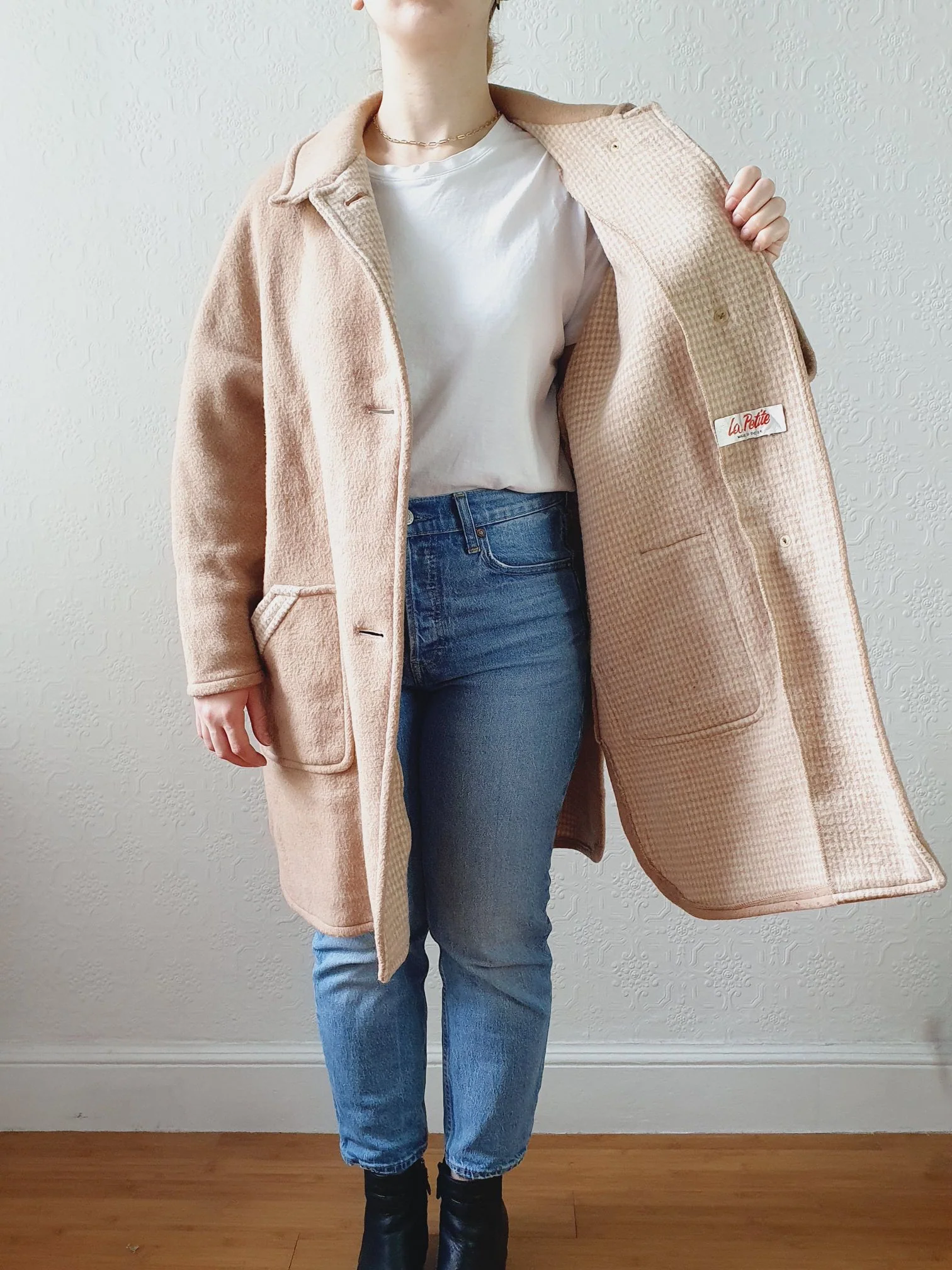 Vintage Wool Blend Lightweight Short Camel Coat with - M - Image 12