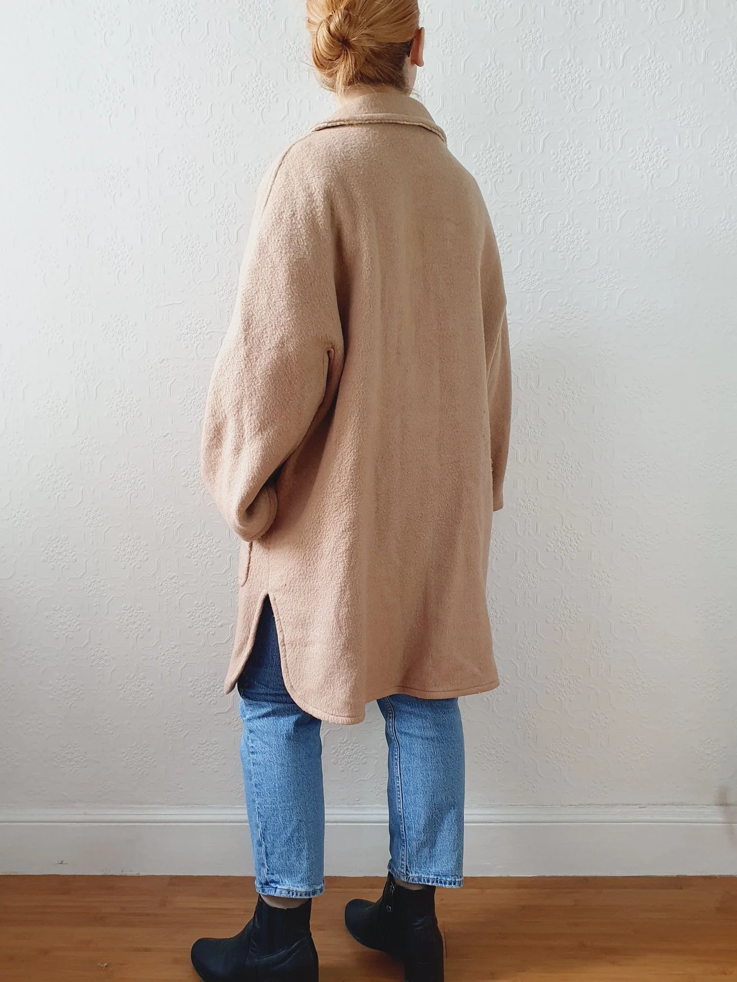 Vintage Wool Blend Lightweight Short Camel Coat with - M - Image 5