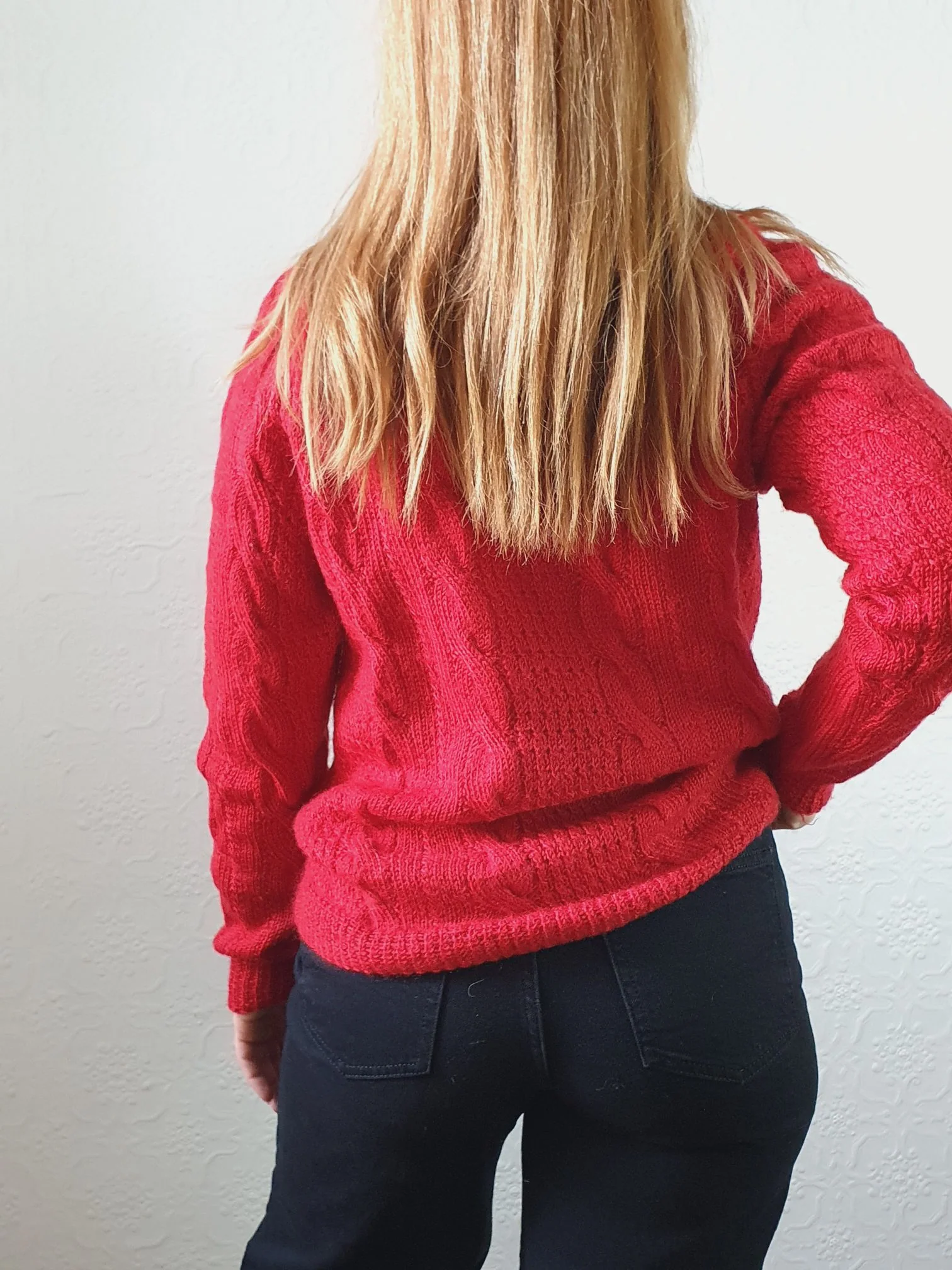 Vintage Wool Red Cable Knit Aran Style Jumper - S/M - Image 5