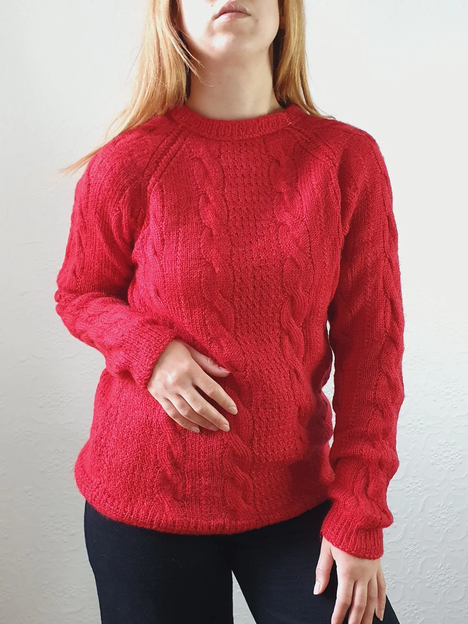 Vintage Wool Red Cable Knit Aran Style Jumper - S/M - Image 9