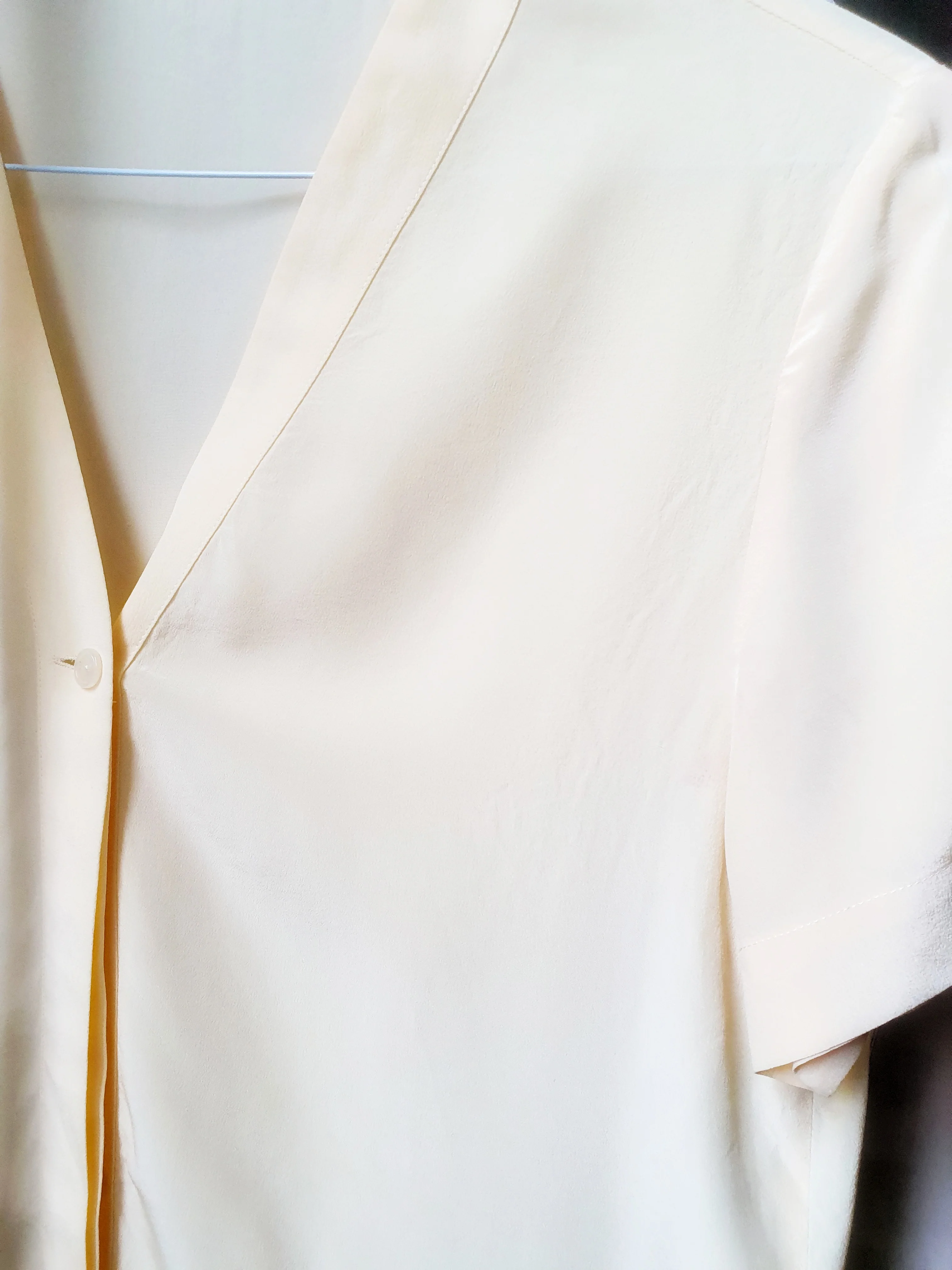 Yellow Silk V-Neck Blouse - M - Image 4